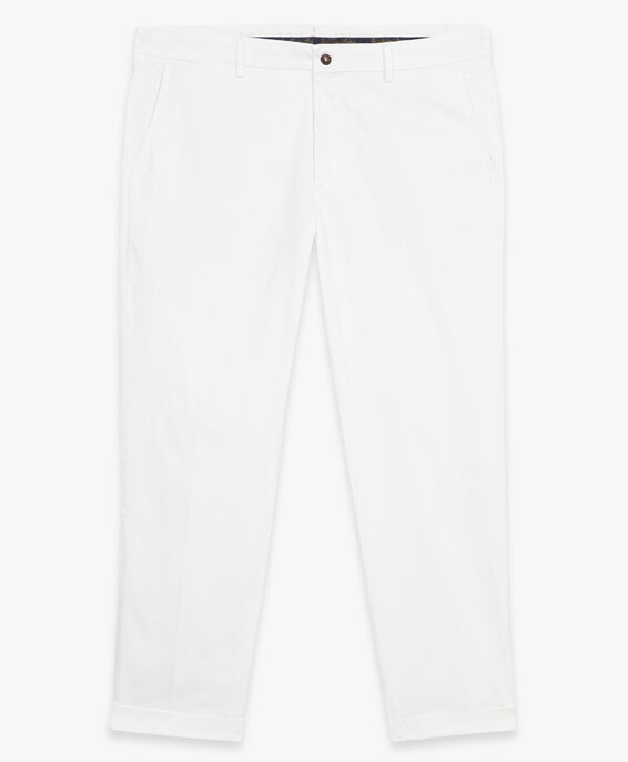Brooks Brothers White Relaxed Fit Double Twisted Cotton Chinos White CPCHI038COBSP002WHITP001