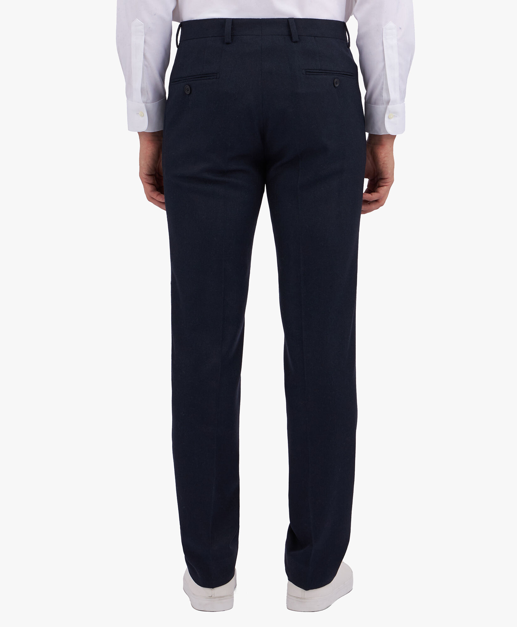 Navy Blue Wool Blend Regular Fit Flat Front Trousers in Navy for Men Brooks Brothers UK
