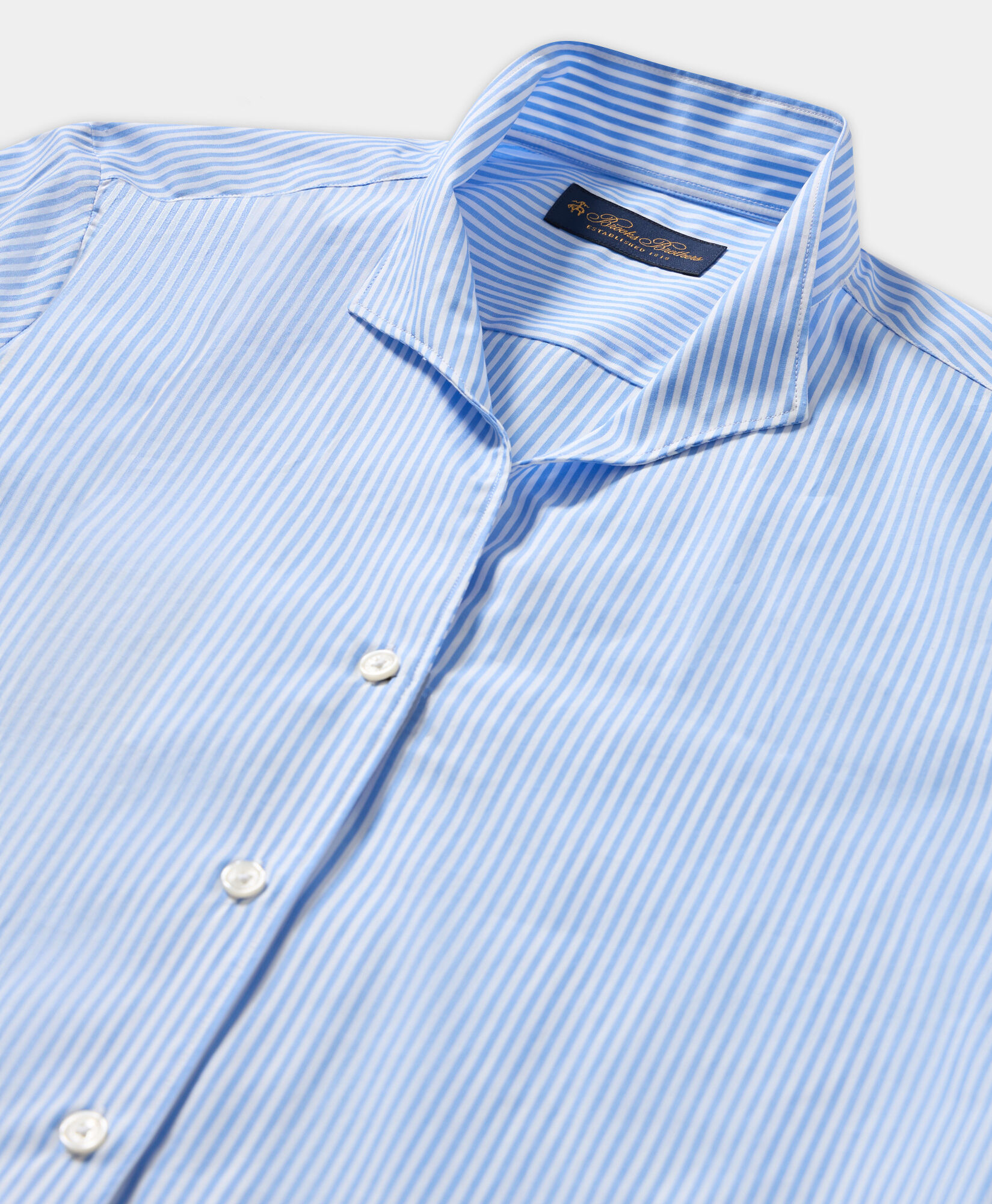 Brooks Brothers Slim Fit Cotton Poplin Shirt with Stand Collar Sky CSHSD006COPCO001SKYF0001