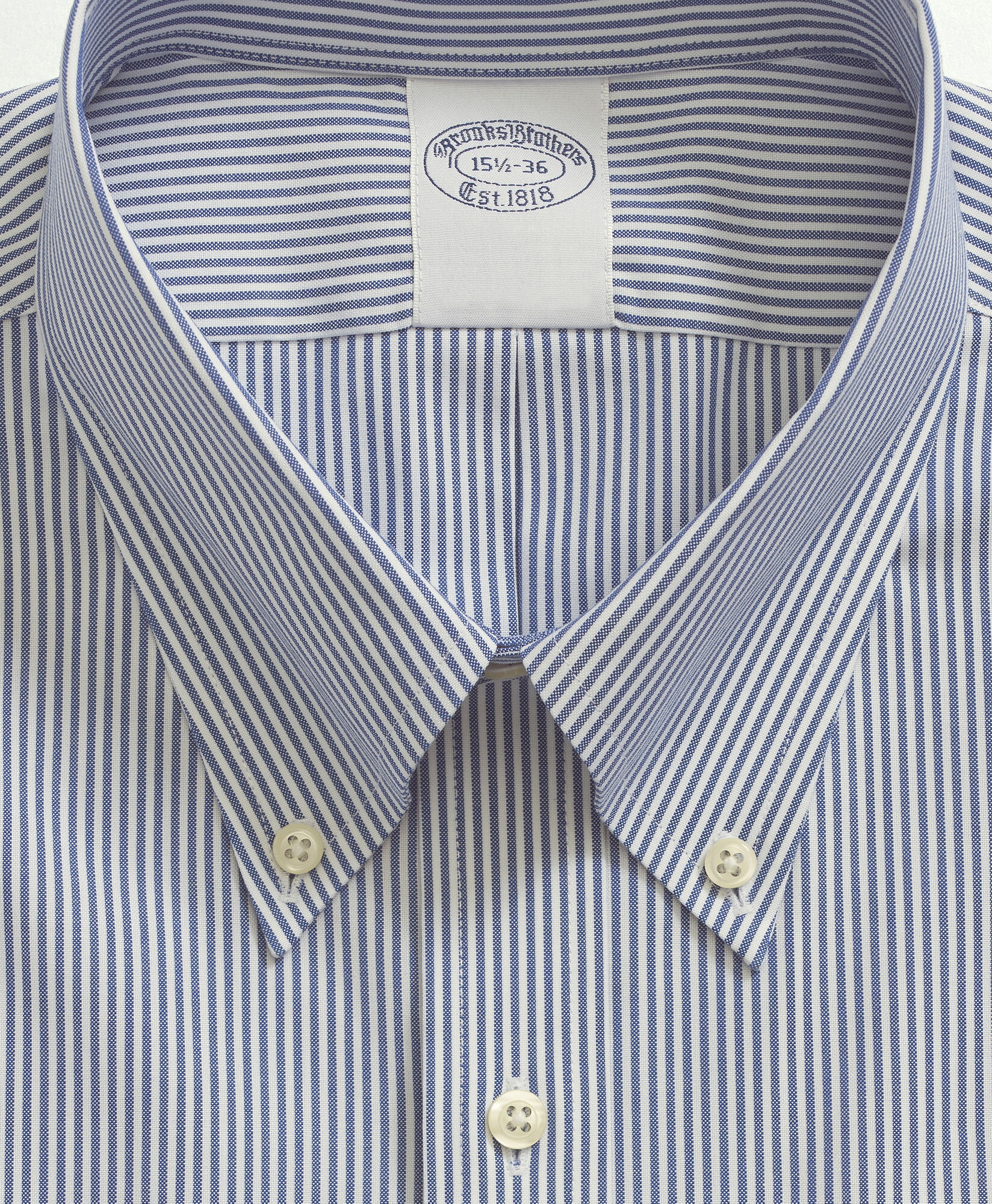 Brooks Brothers Regular Fit Non-Iron Oxford Pinpoint Stretch Supima Shirt with Button Down Collar Bright Blue 1000095113US100199470