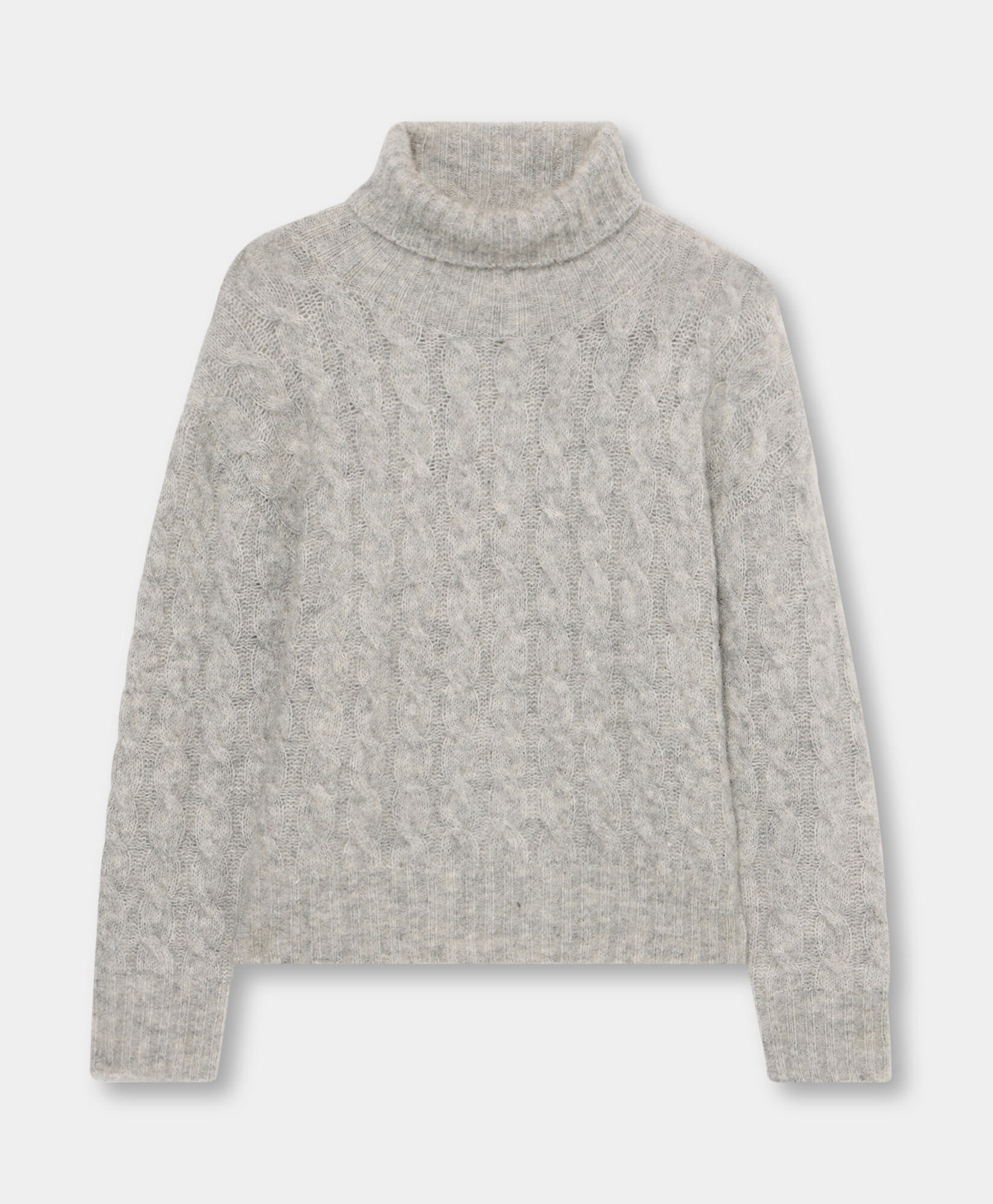 Brooks Brothers Rollkragenpullover aus gebürsteter Lammwolle Graumeliert KNTRT022WMBWE001GRYMP001