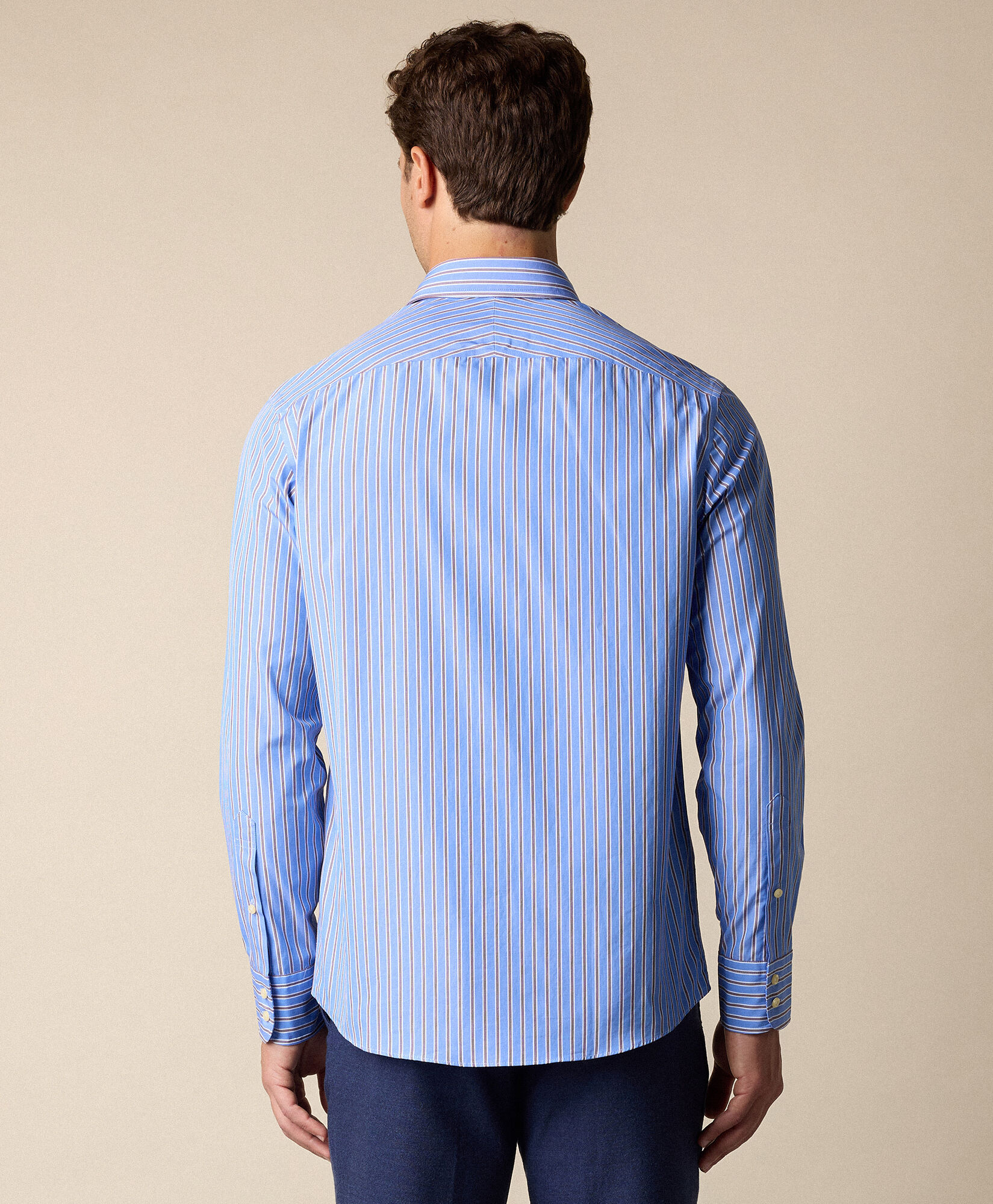 Brooks Brothers Chemise à Rayures en Coton Coupe Classique de Thomas Mason avec Col Ainsley Bleu 1000104719US100223405