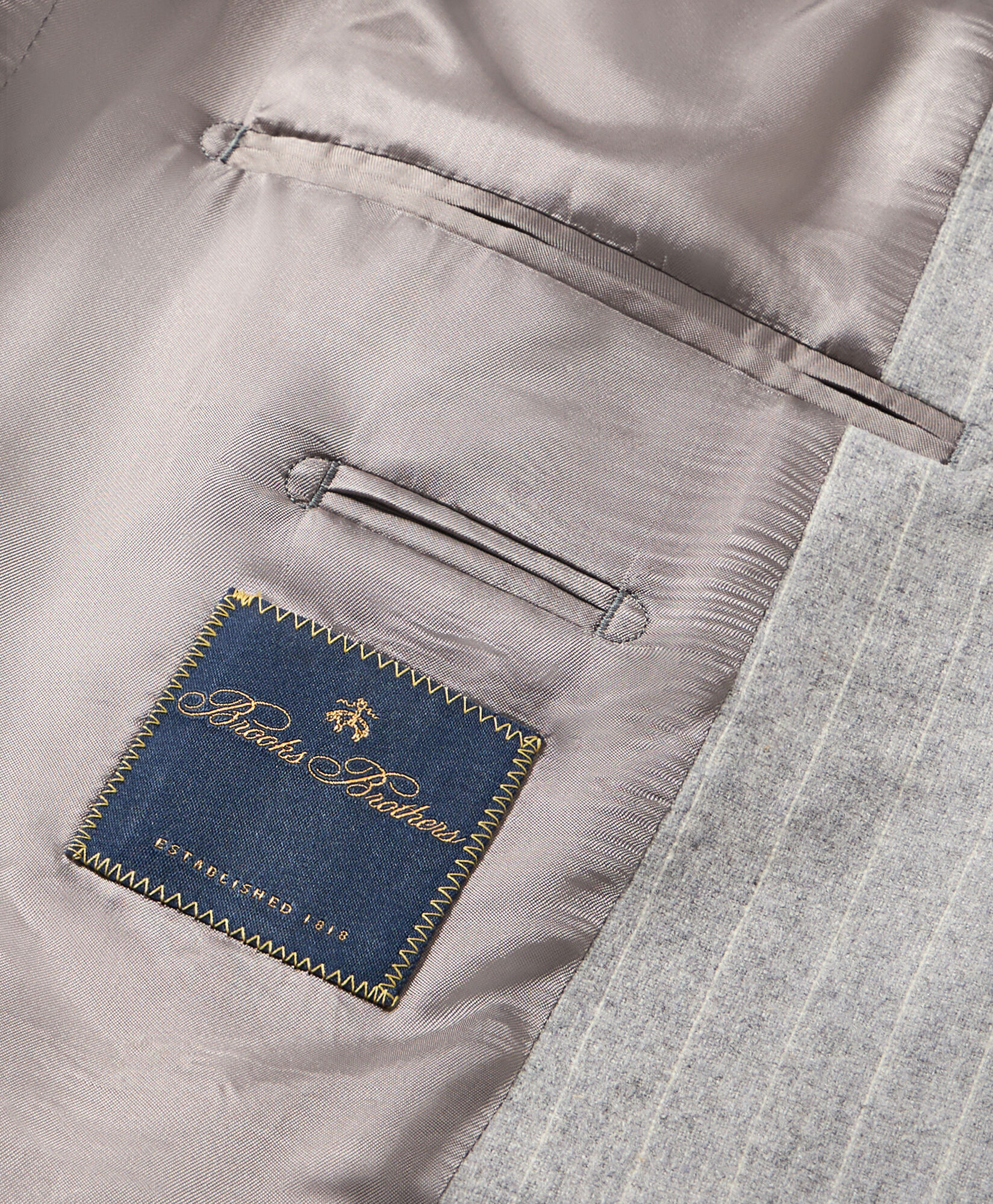 Brooks Brothers Pinstripe Virgin Wool Suit Light Grey STREG064WVPWV003LTGRF001