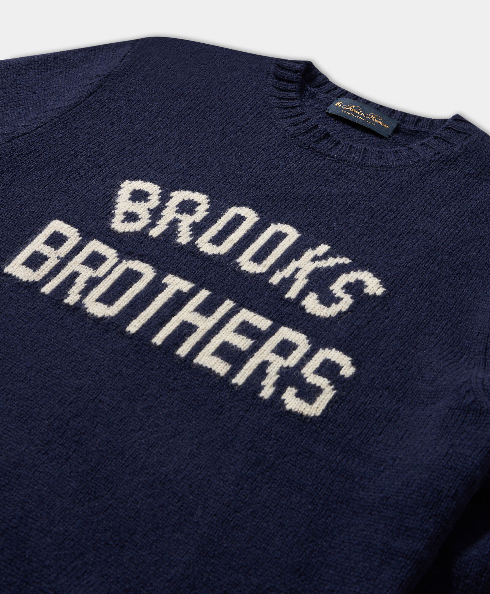 Brooks Brothers Shetland Wool Logo Crewneck Navy KNCRN066WOPWO005NAVYP001