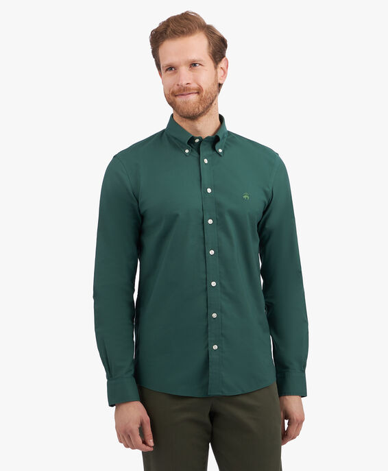 Brooks Brothers Green Slim Fit Non-Iron Stretch Cotton Shirt with Button-Down Collar Green 1000094796US100206291