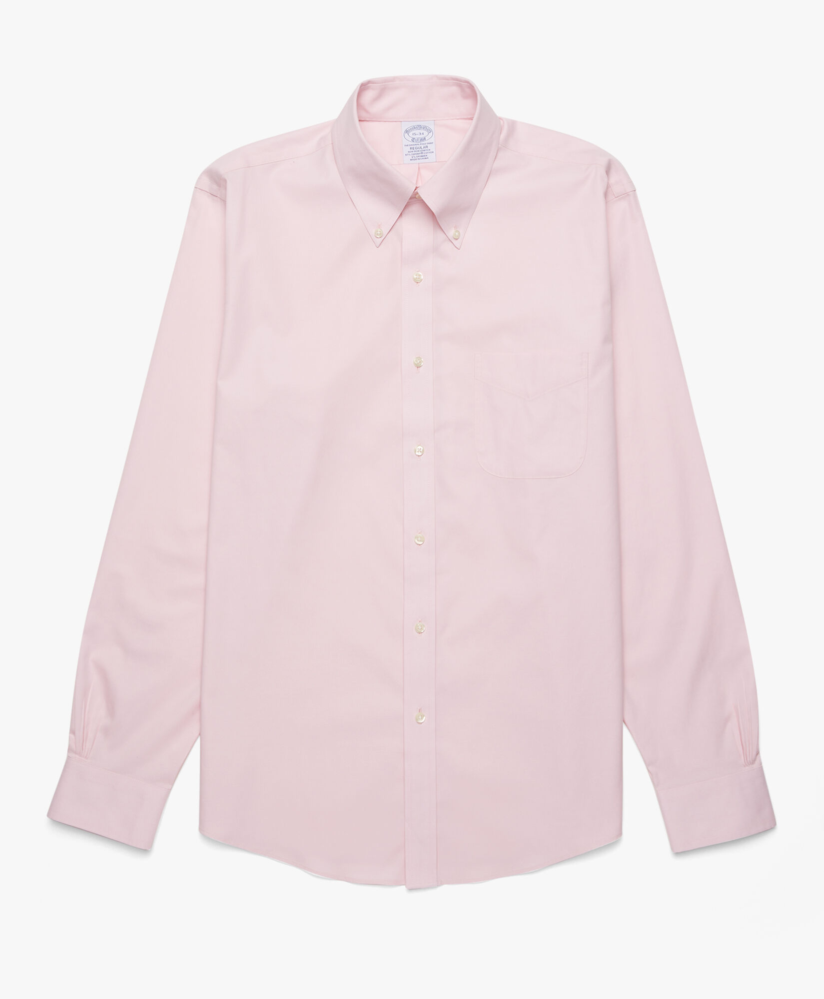 Brooks Brothers Regular Fit Non-Iron Supima Oxford Pinpoint Shirt with Button Down Collar Pink 1000095081US100199372