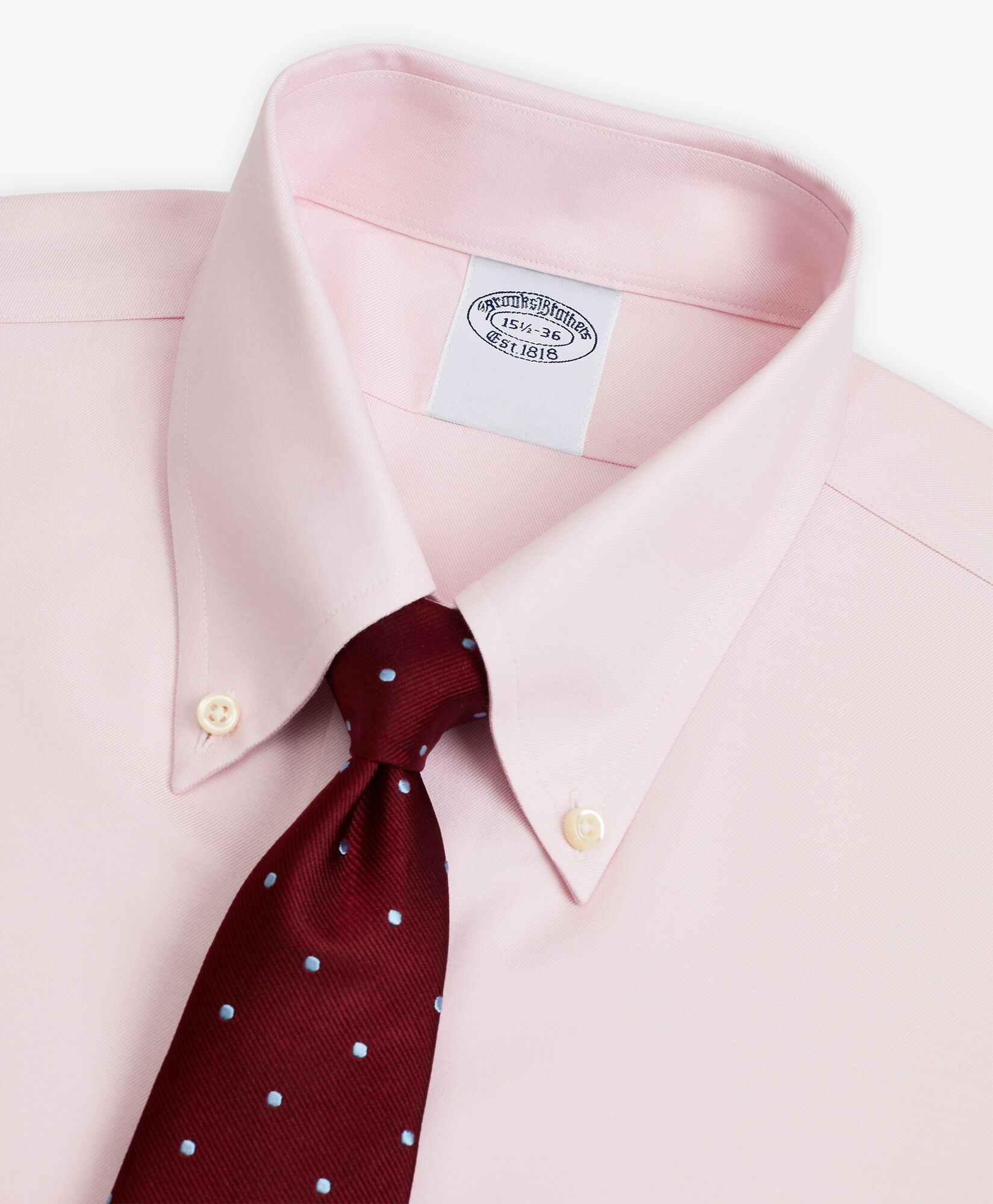 Brooks Brothers Pink Slim Fit Stretch Supima Cotton Non-Iron Twill Dress Shirt with  Button-Down Collar Pink 1000096432US100201343