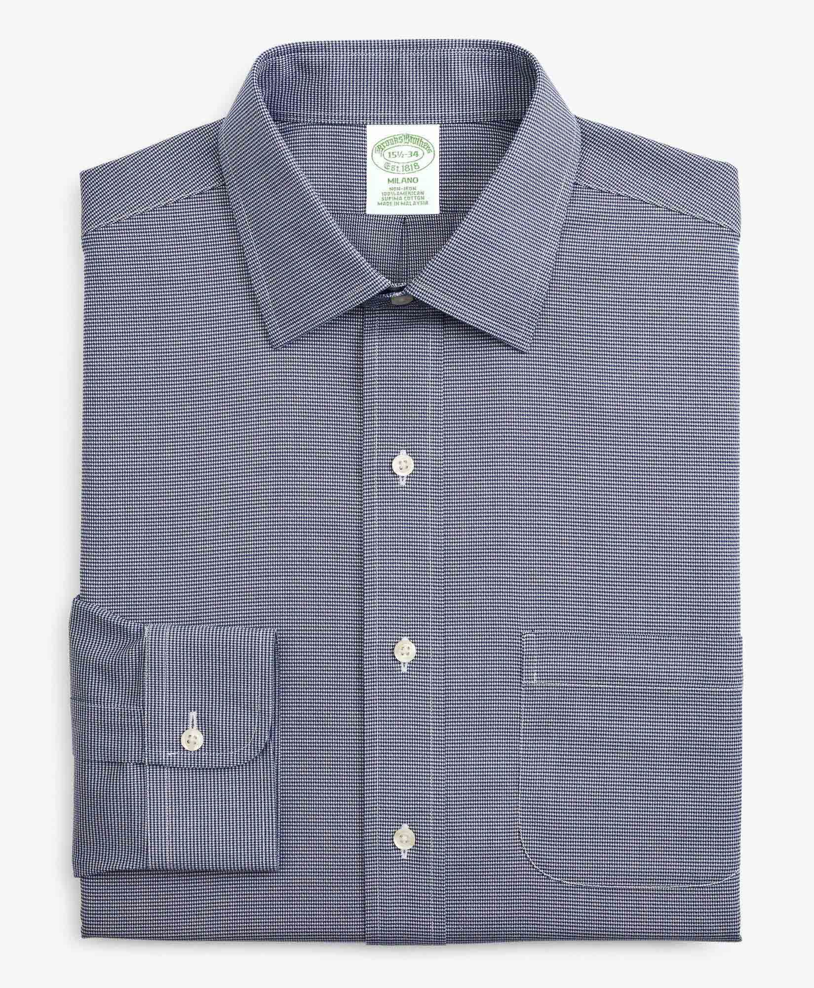 Milano Slim fit Non iron Dress Shirt Dobby Ainsley Collar in Pebble Blue for Men Brooks Brothers EU