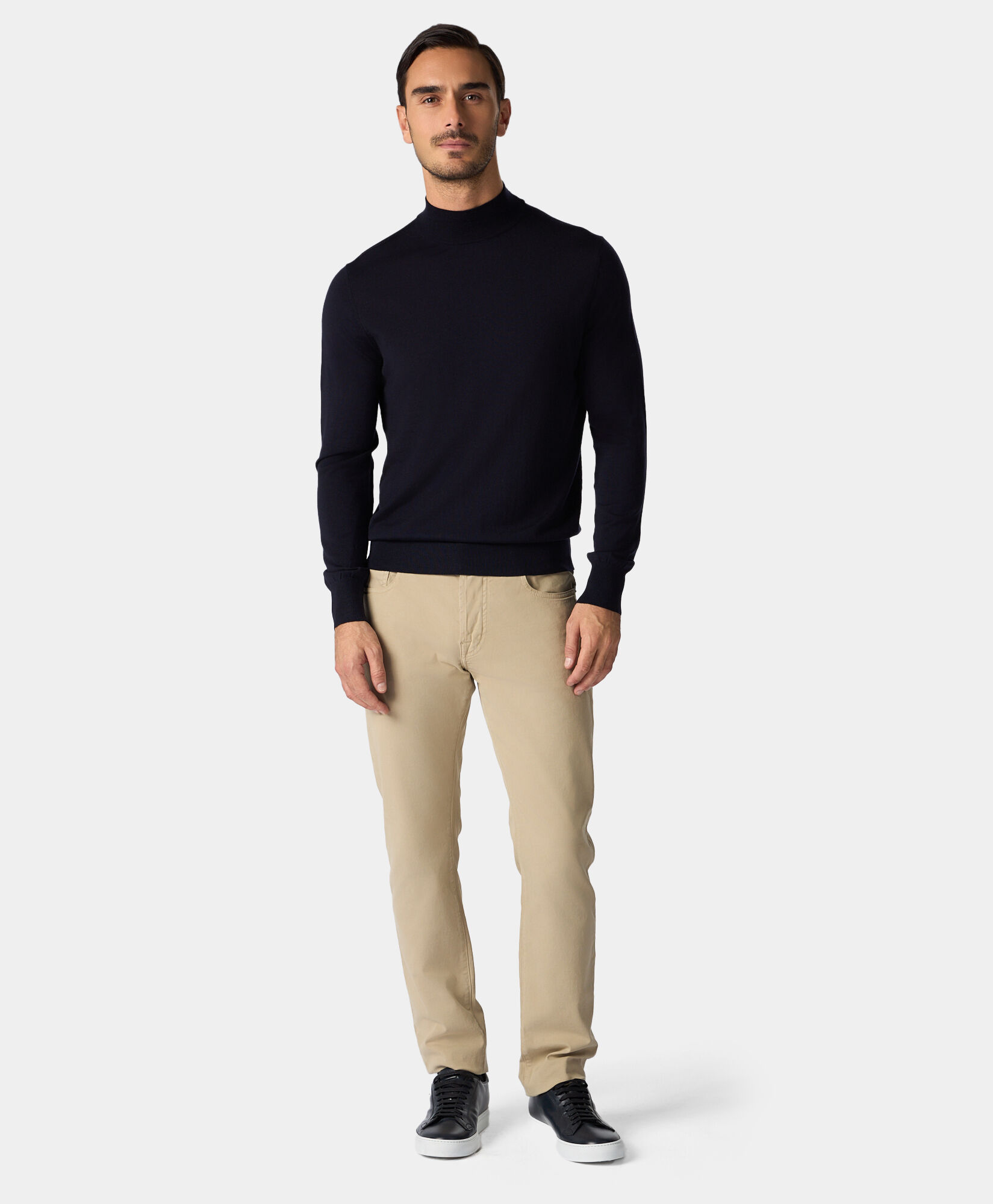 Merino Wool Mock Neck Sweater in Navy for Men Brooks Brothers UK