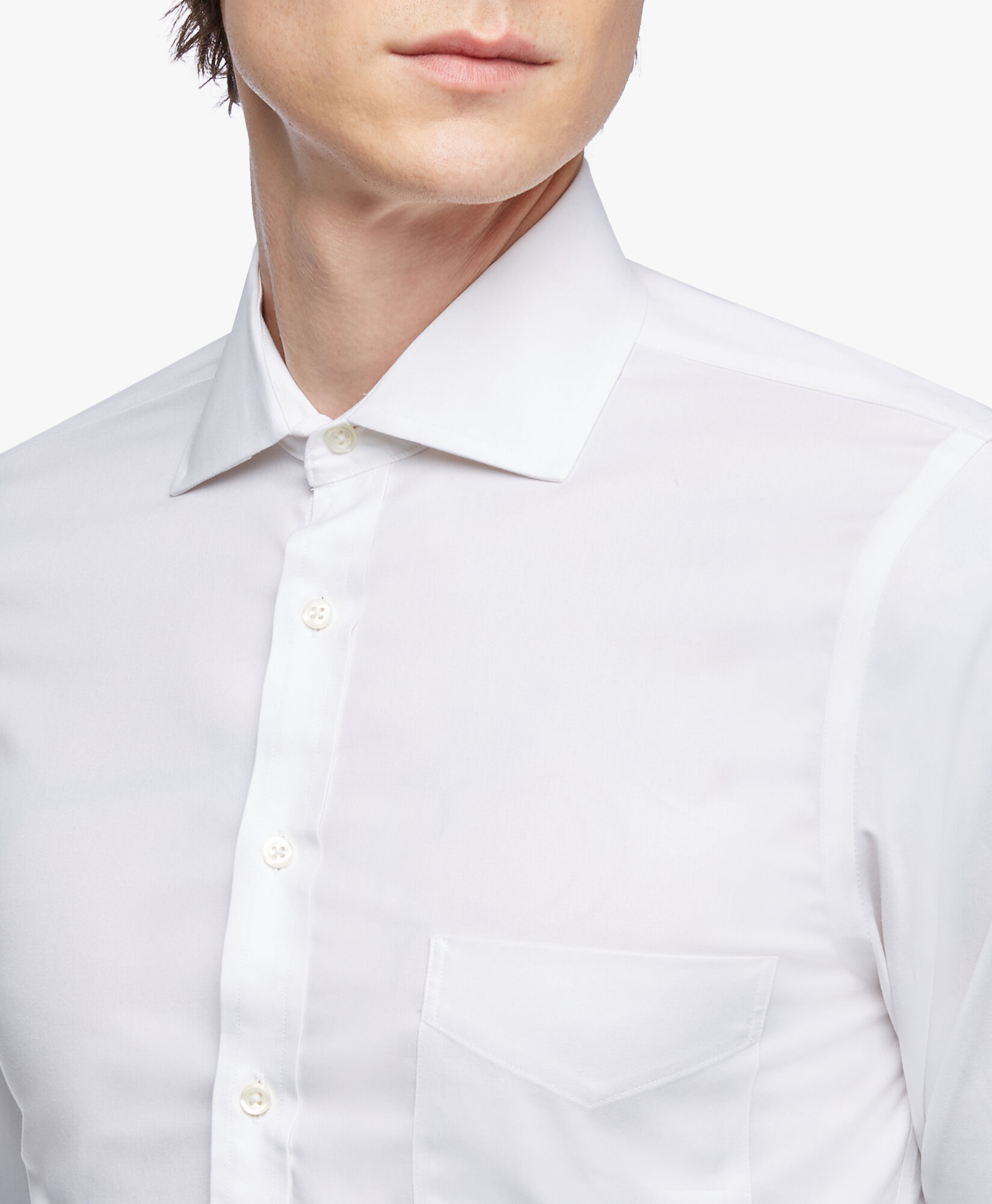 Camicia Bianca Slim Fit Non Iron in cotone stretch con collo semi