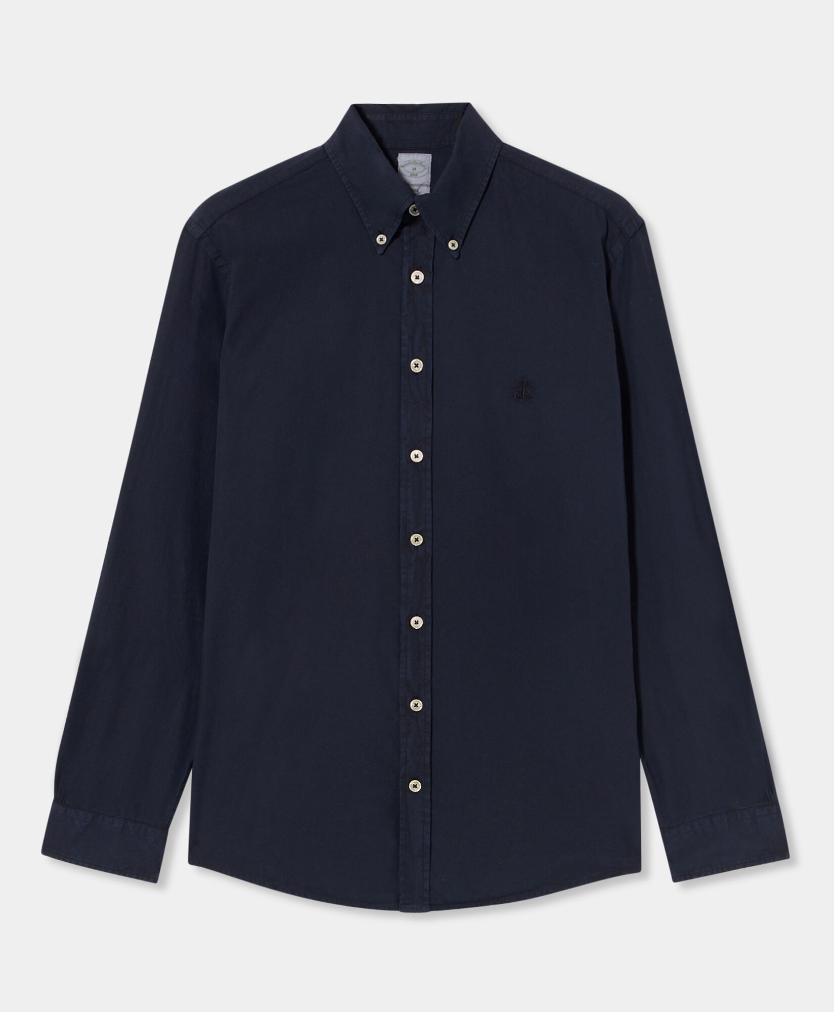 Brooks Brothers Chemise Slim Fit en Coton Teintée à la Garment avec Col Button Down Bleu Marine CSHBD012COPCO001NAVYP001