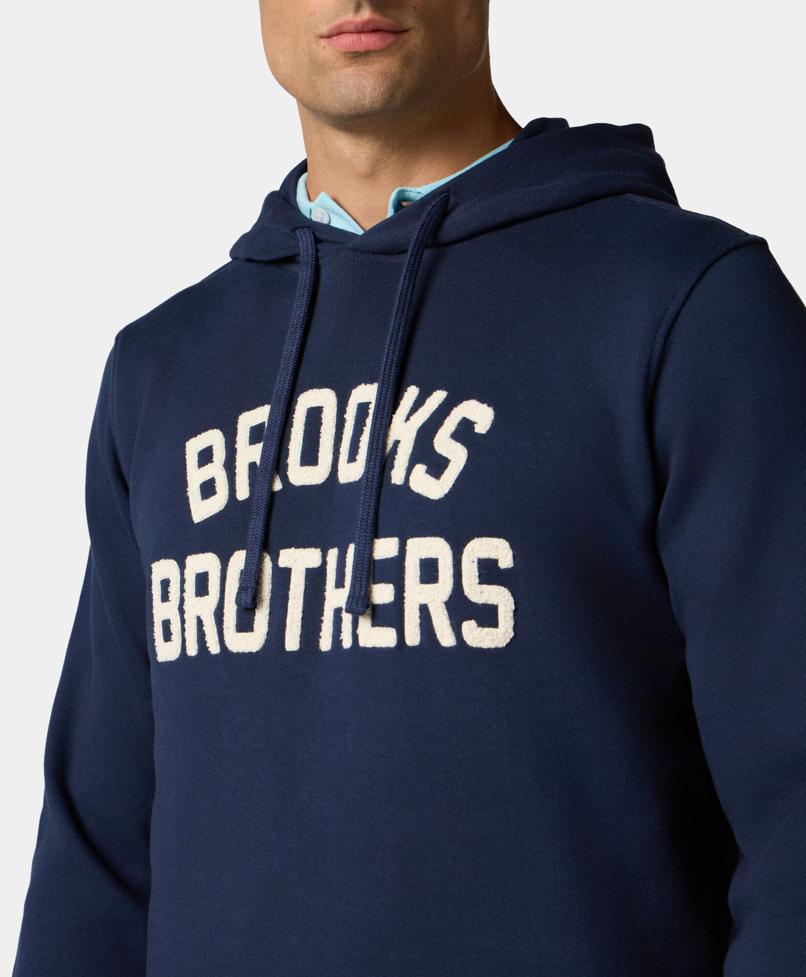 Brooks Brothers Terry Logo-Embroidered Hoodie Navy SWHOD001COPCO001NAVYP001