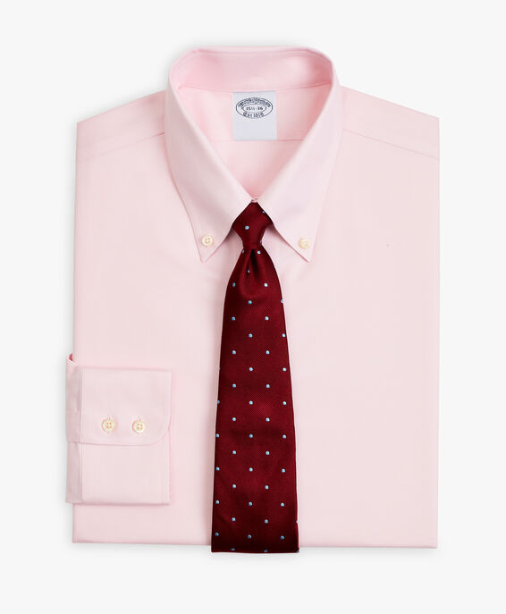 Brooks Brothers Pink Slim Fit Stretch Supima Cotton Non-Iron Twill Dress Shirt with  Button-Down Collar Pink 1000096432US100201343