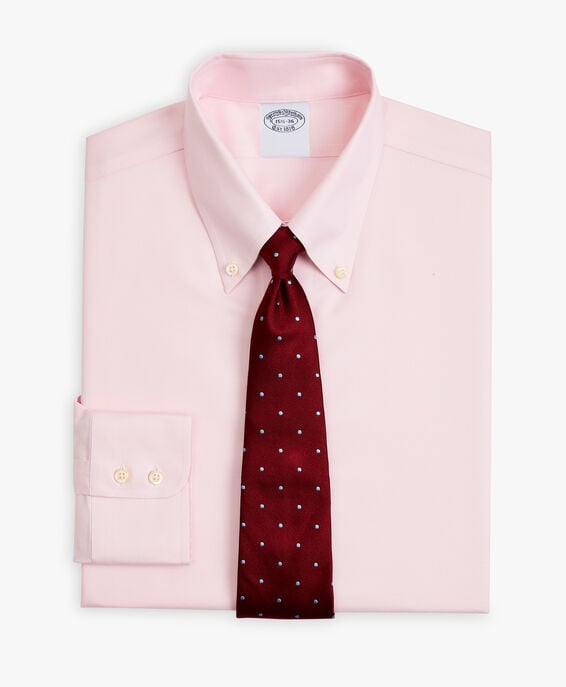 Brooks Brothers Camisa de vestir rosa de corte slim non-iron en sarga de algodón Supima elástico con cuello button down Rosa 1000096432US100201343