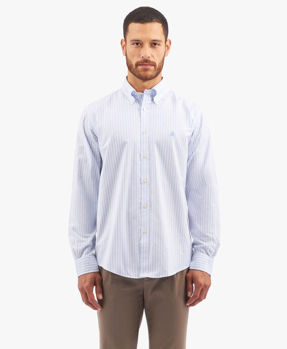 Brooks Brothers Light Blue and White Regular Fit Non-Iron Stretch Cotton Casual Shirt with Button Down Collar Open Blue 1000095915US100201240