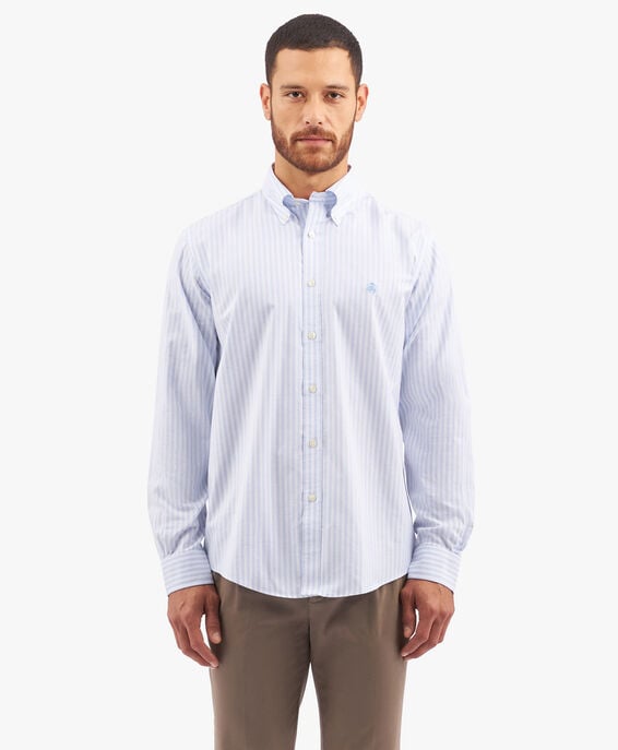 Brooks Brothers Camisa informal de algodón elástico a rayas azul claro non-iron corte Regular con cuello button down Azul abierto 1000095915US100201240