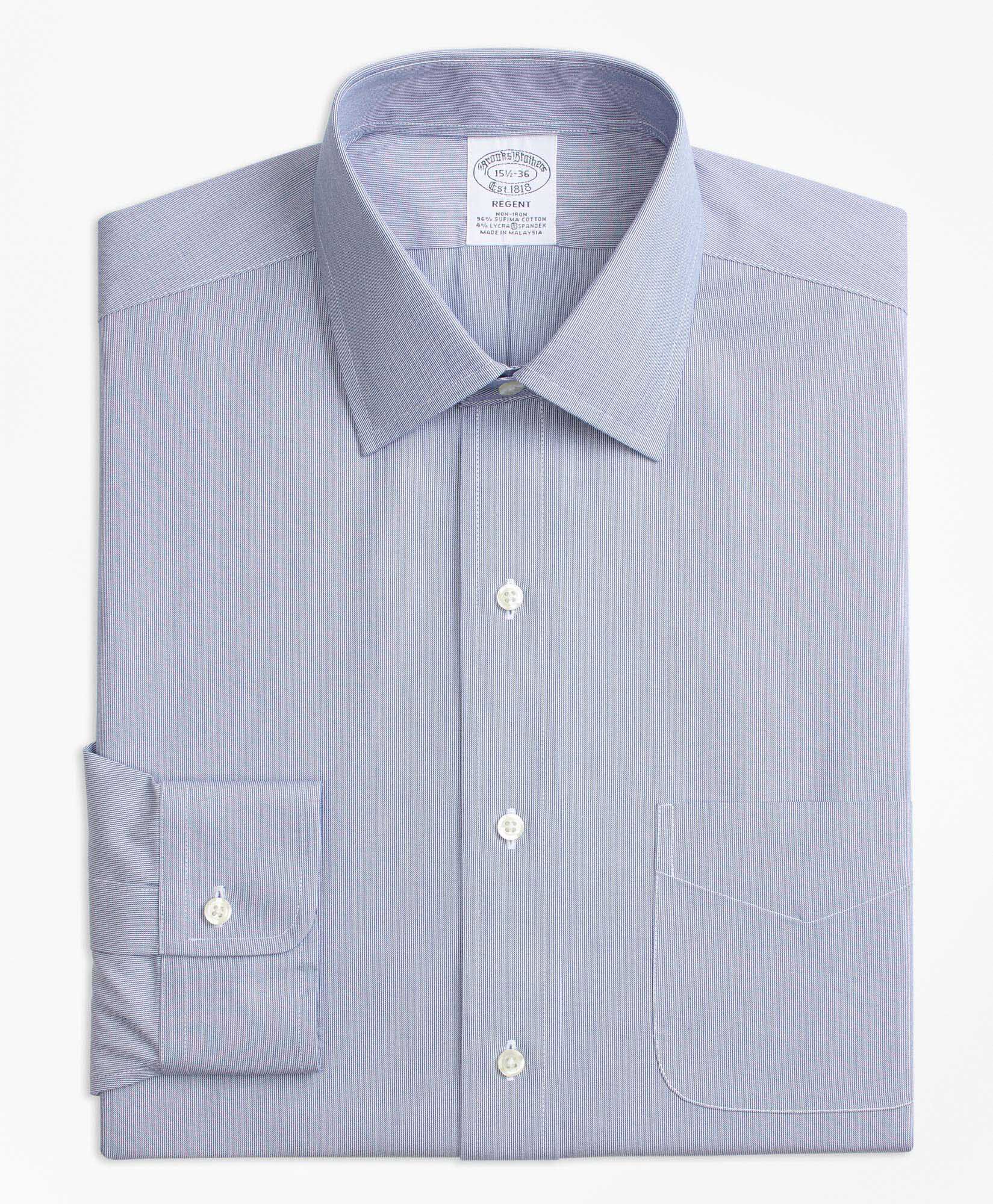 Regent Regular fit Non iron Dress Shirt Oxford Stretch Ainsley Collar in Pebble Blue for Men Brooks Brothers UK