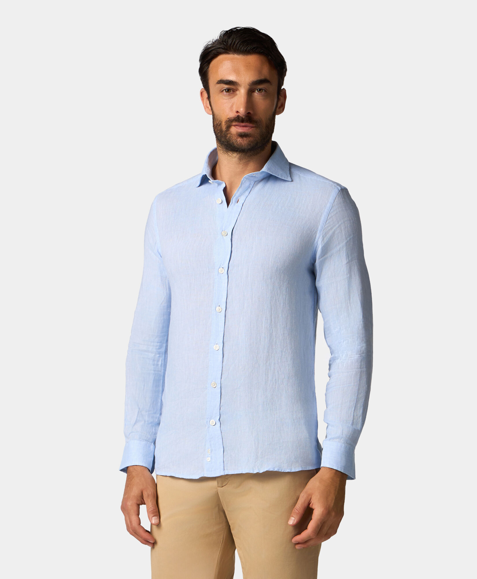 Brooks Brothers Chemise Slim Fit Casual en Lin Bleu Clair CSHSP002LIPLI001LTBLP001