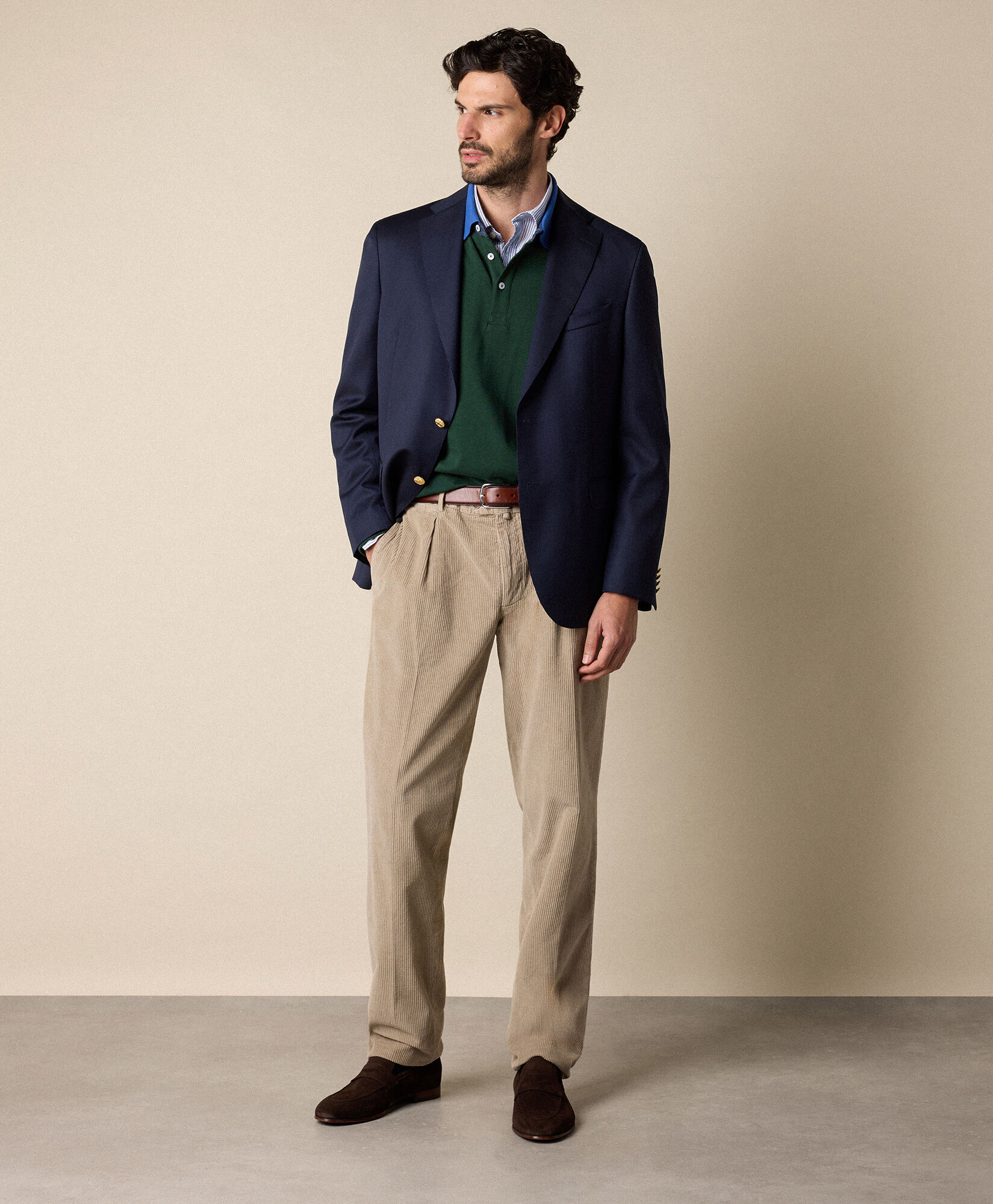 Brooks Brothers Blazer en Laine Vierge avec Boutons Dorés Bleu Marine JKREG085WVPWV003NAVYP004