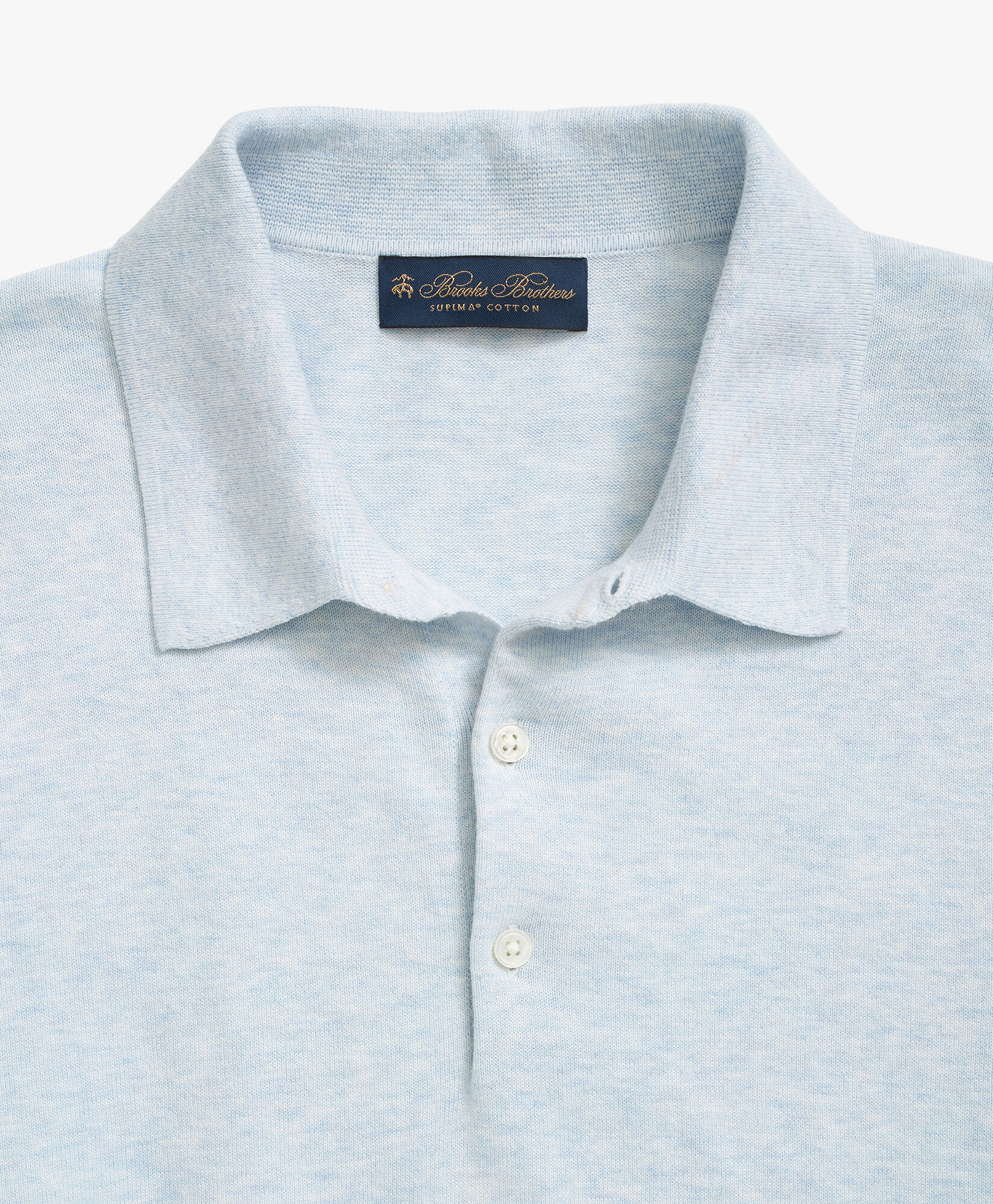 Supima Cotton Short Sleeve Polo Sweater in Light Blue Brooks