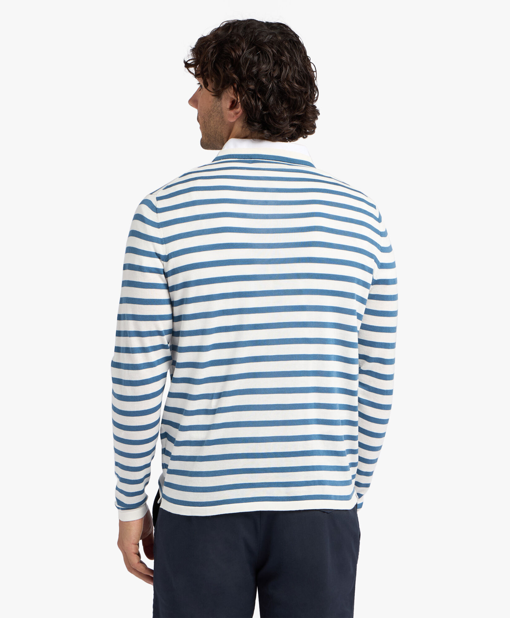Light Blue Striped Crewneck Sweater in Denim for Men Brooks Brothers EU