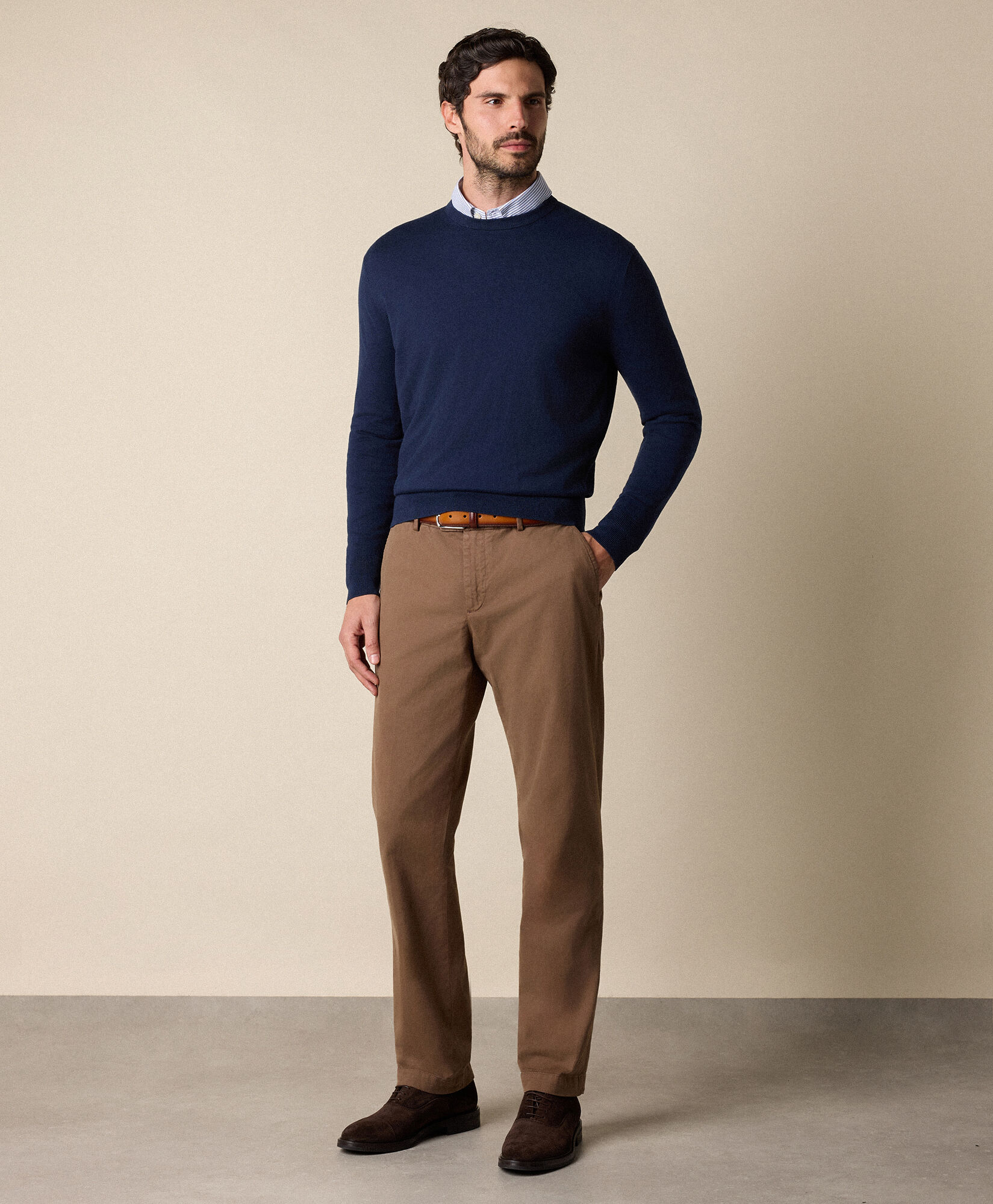 Brooks Brothers Regular Fit Microtwill Stretch Cotton Chino Tobacco CPCHI062COBSP002TOBCP001