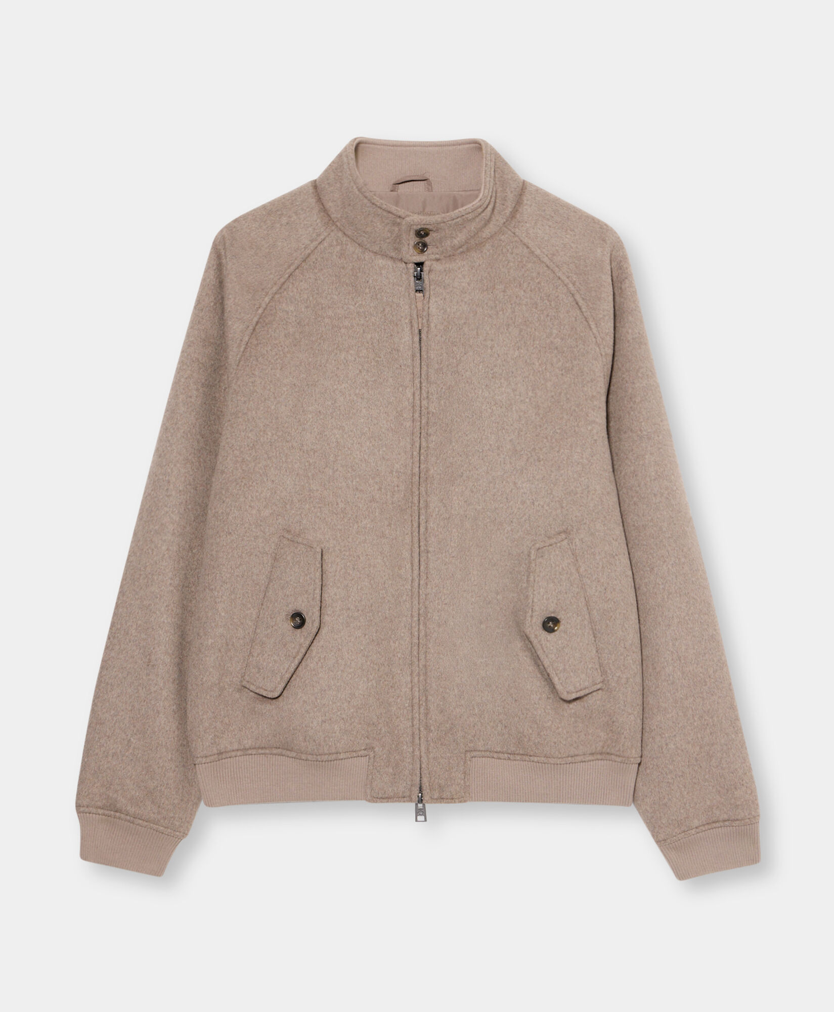 Brooks Brothers Harrington Jacket z Wełny Taupe COBOM018WOBOF001TAUPE001