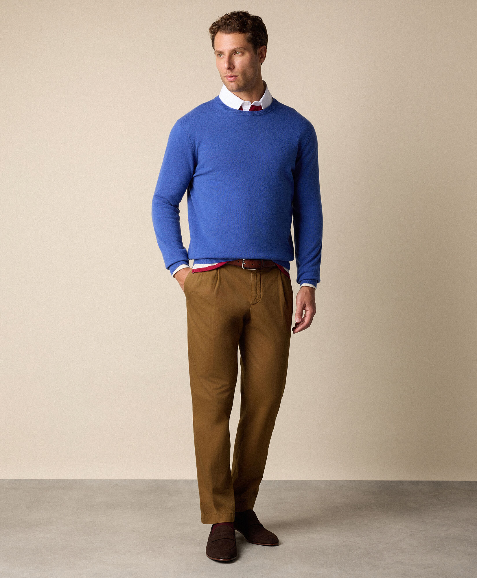 Brooks Brothers Pull Col Rond en Cachemire Indigo KNCRN050WSPWS001INDGP001