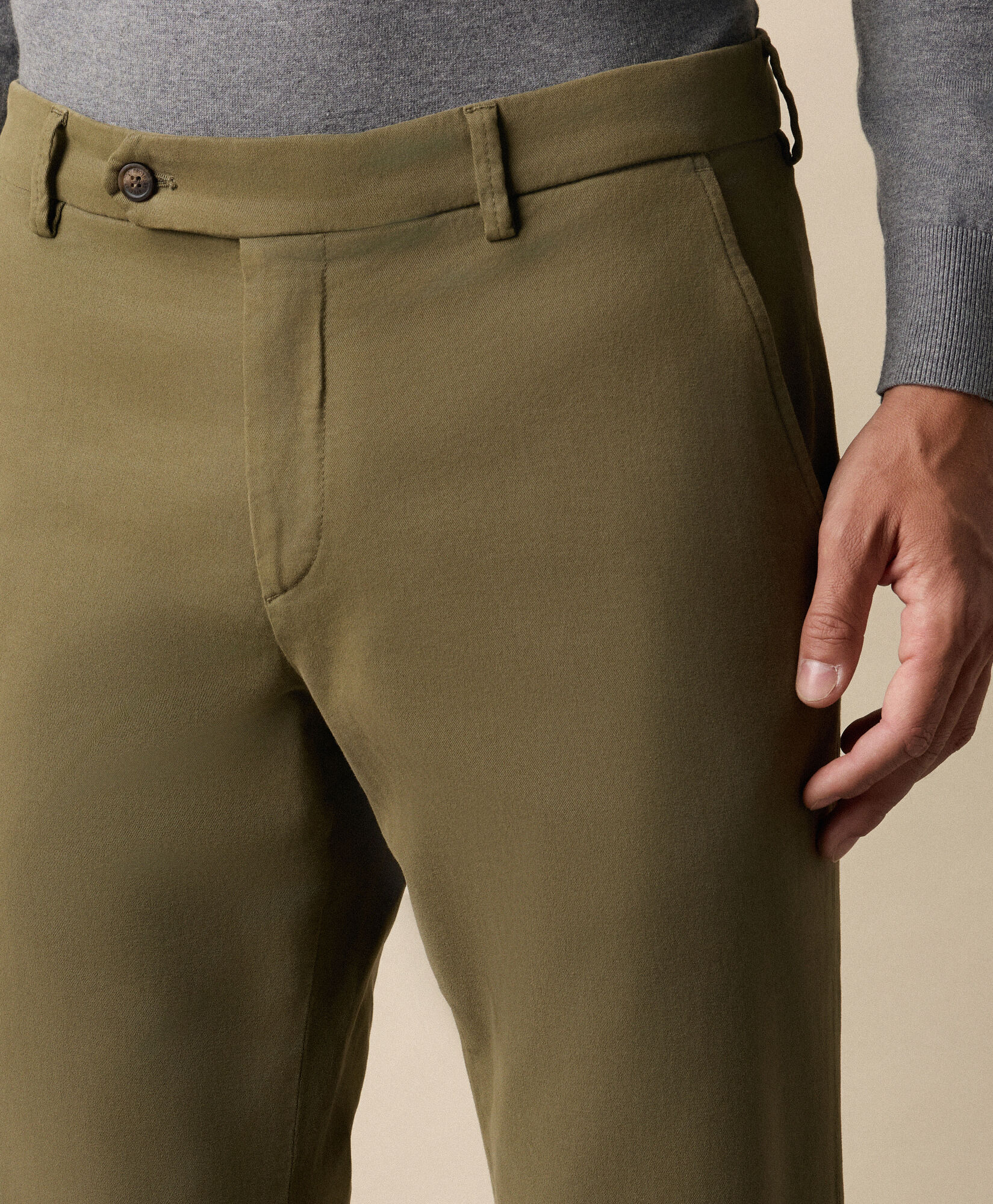 Brooks Brothers Chino Regular Fit in Cotone Elasticizzato Microtwill Kaki CPCHI062COBSP002KHAKP001