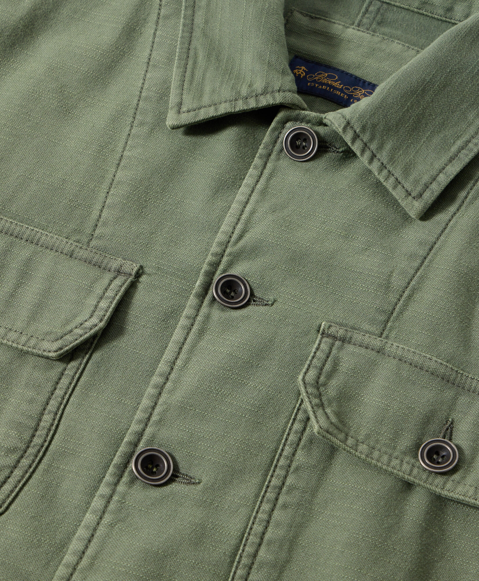 Brooks Brothers Veste Chemise Utility en Coton Militaire COSHI014COPCO001MILIP001