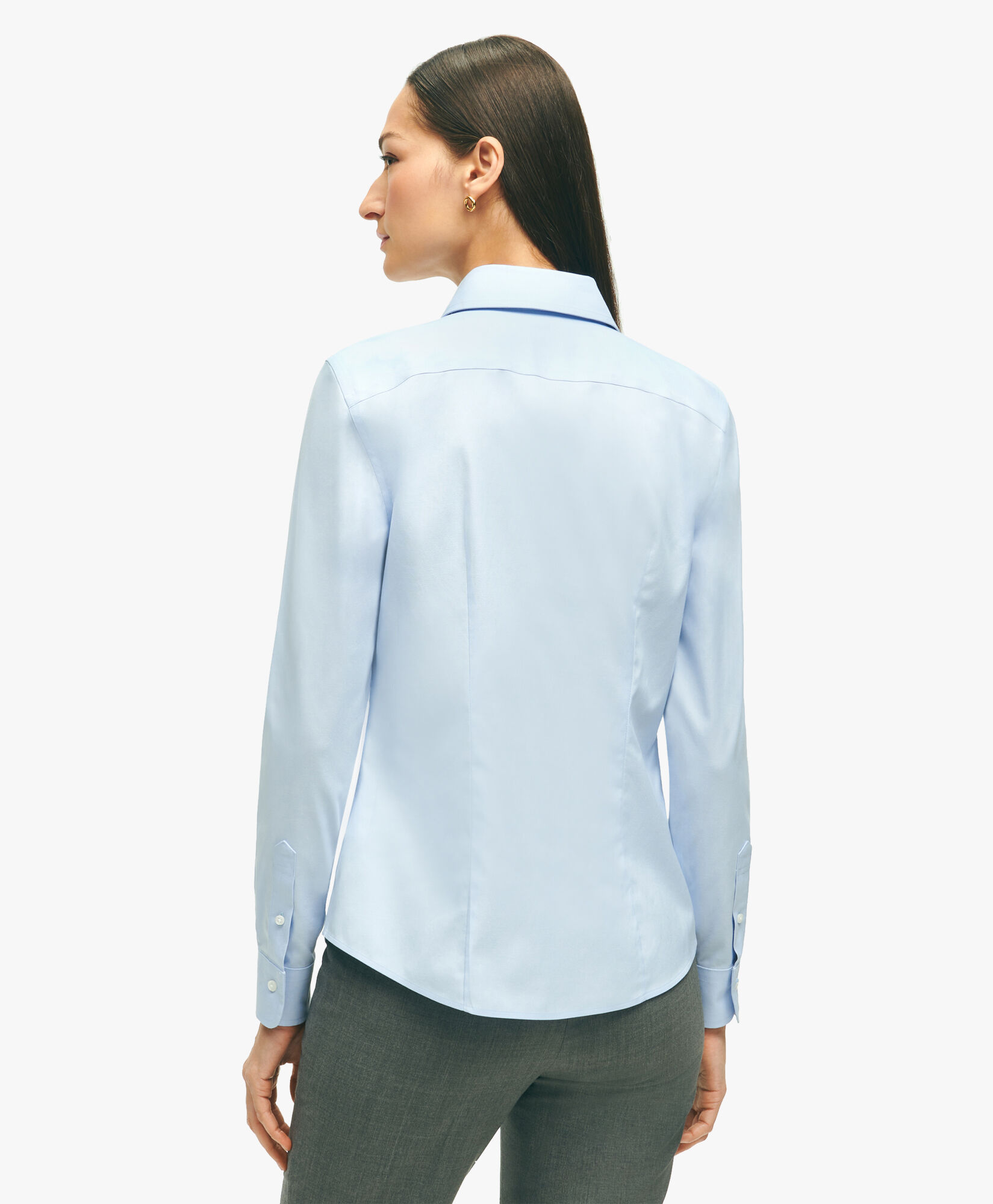 Camicia Regular Fit Non Iron in cotone stretch in Blu da Donna Brooks Brothers EU
