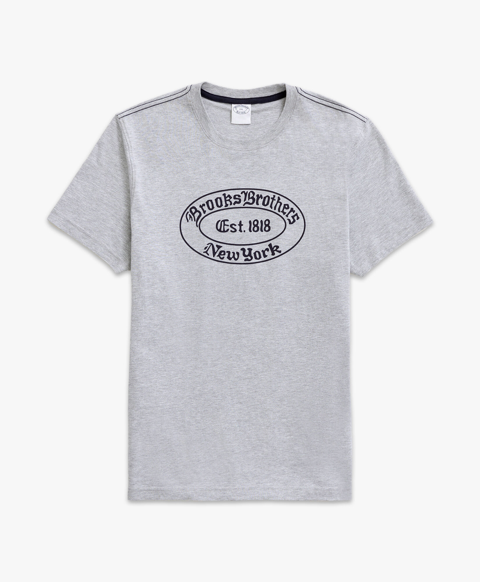 Brooks Brothers Label Graphic T Shirt in Medium Grey Brooks