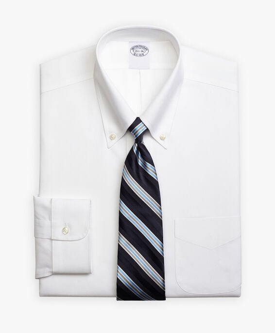 Brooks Brothers Camisa de vestir blanca de corte clásico non-iron en algodón Supima elástico con cuello button down Blanco 1000095083US100199380