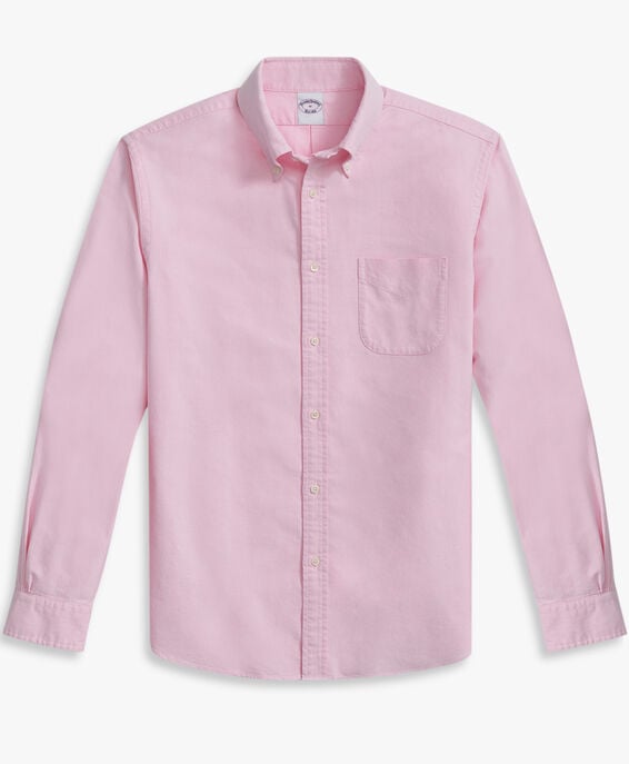 Brooks Brothers Pink Regular Fit Oxford Cloth Friday Sport Shirt with Polo Button Down Collar Pink 1000098503US100207820