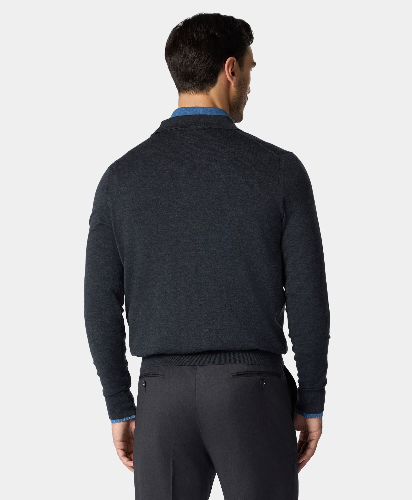 Brooks Brothers Merino Wool Polo Sweater Dark Grey KNPOL010WOPWO006DKGRP001