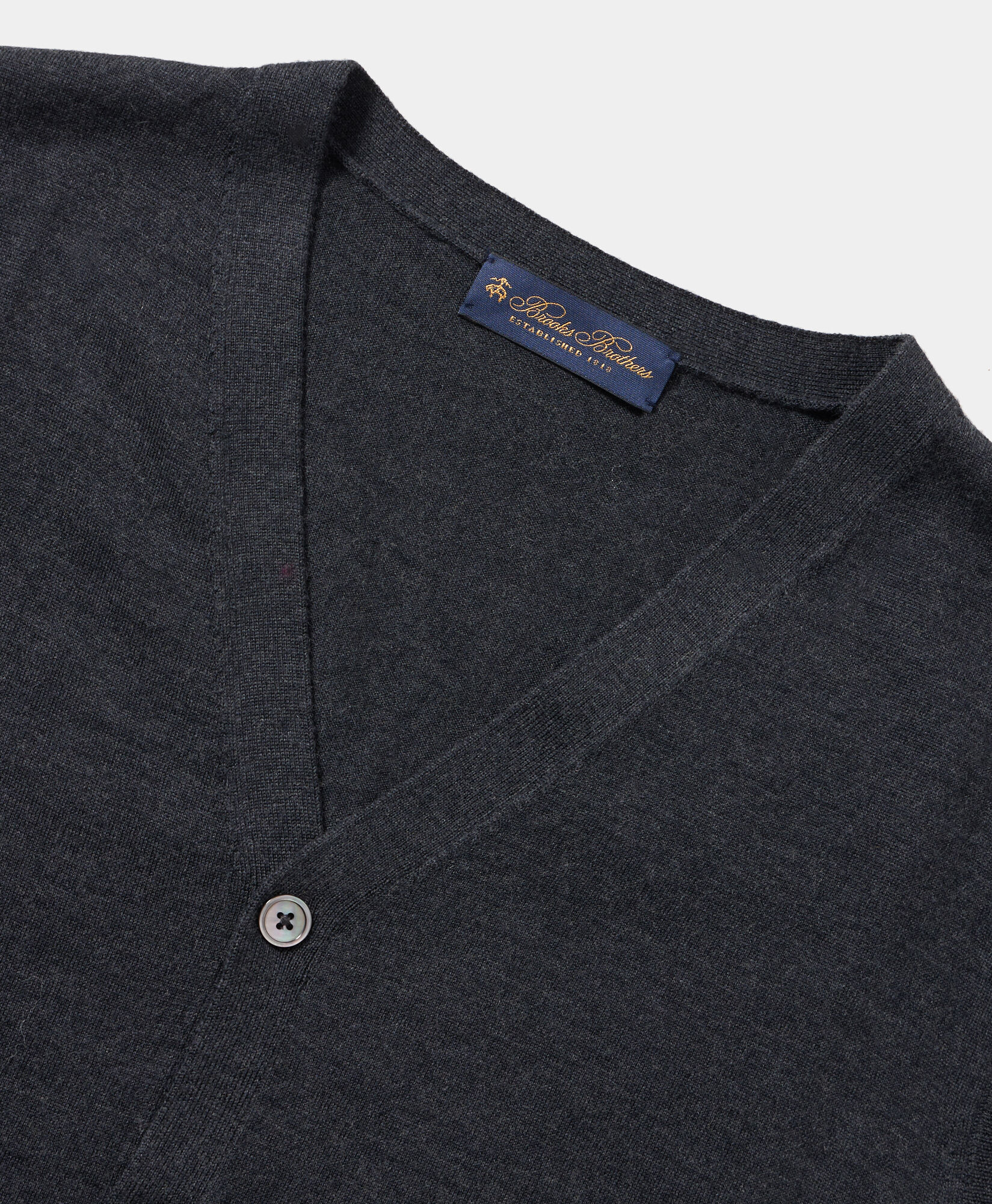 V Neck Merino Wool Sweater in Dark Grey for Men Brooks Brothers EU