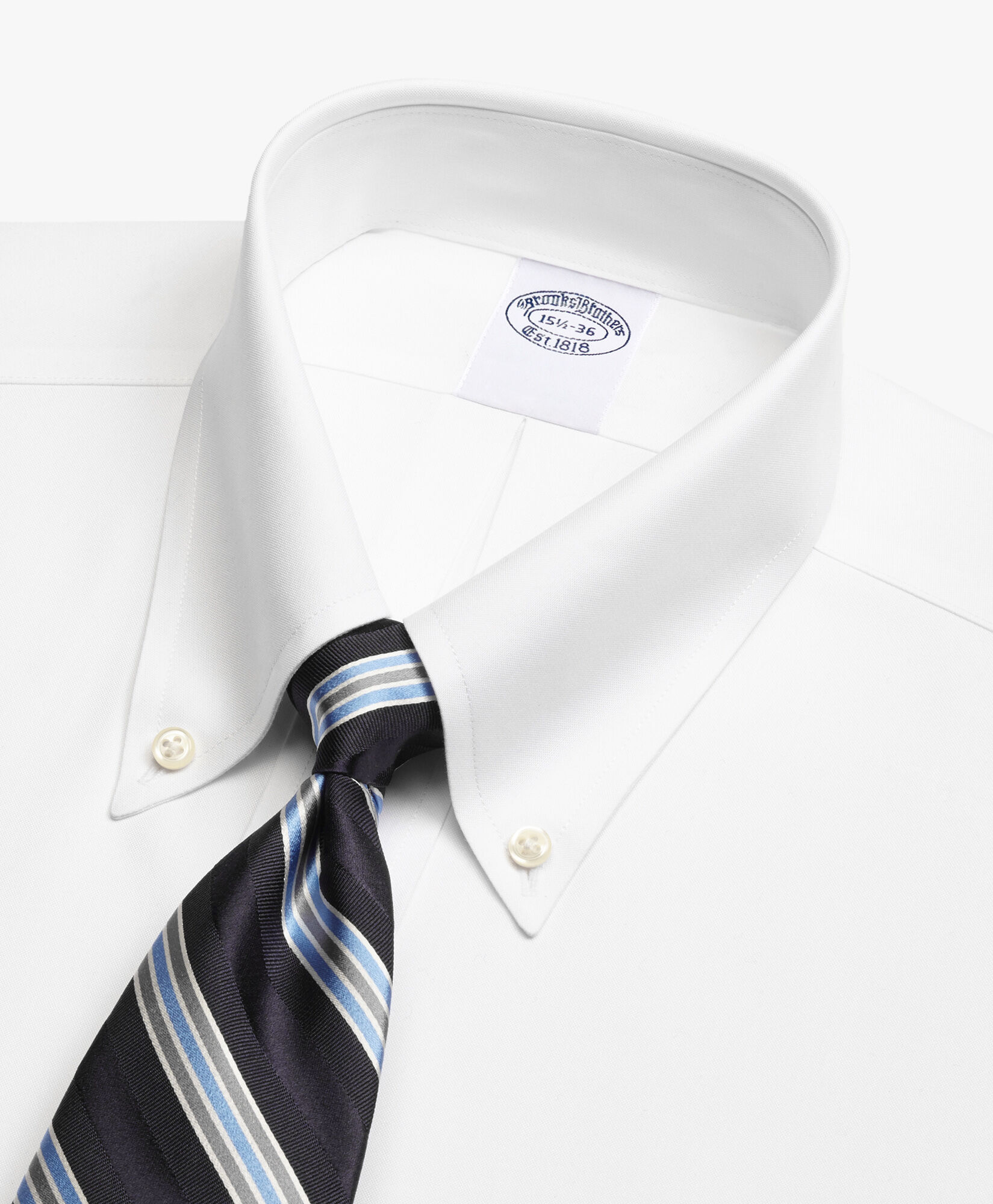 Brooks Brothers Slim Fit Non-Iron Oxford Pinpoint Button Down Shirt White 1000095084US100199385