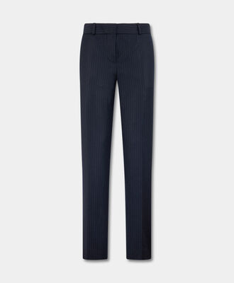 Brooks Brothers Pinstripe Cigarette Fit Virgin Wool Trousers Navy DTROU041WVPWV003NAVYF001