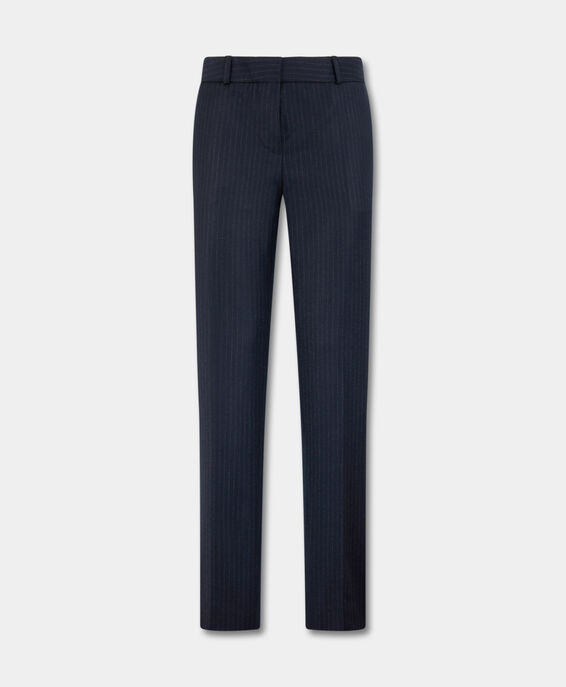 Brooks Brothers Pinstripe Cigarette Fit Virgin Wool Trousers Navy DTROU041WVPWV003NAVYF001
