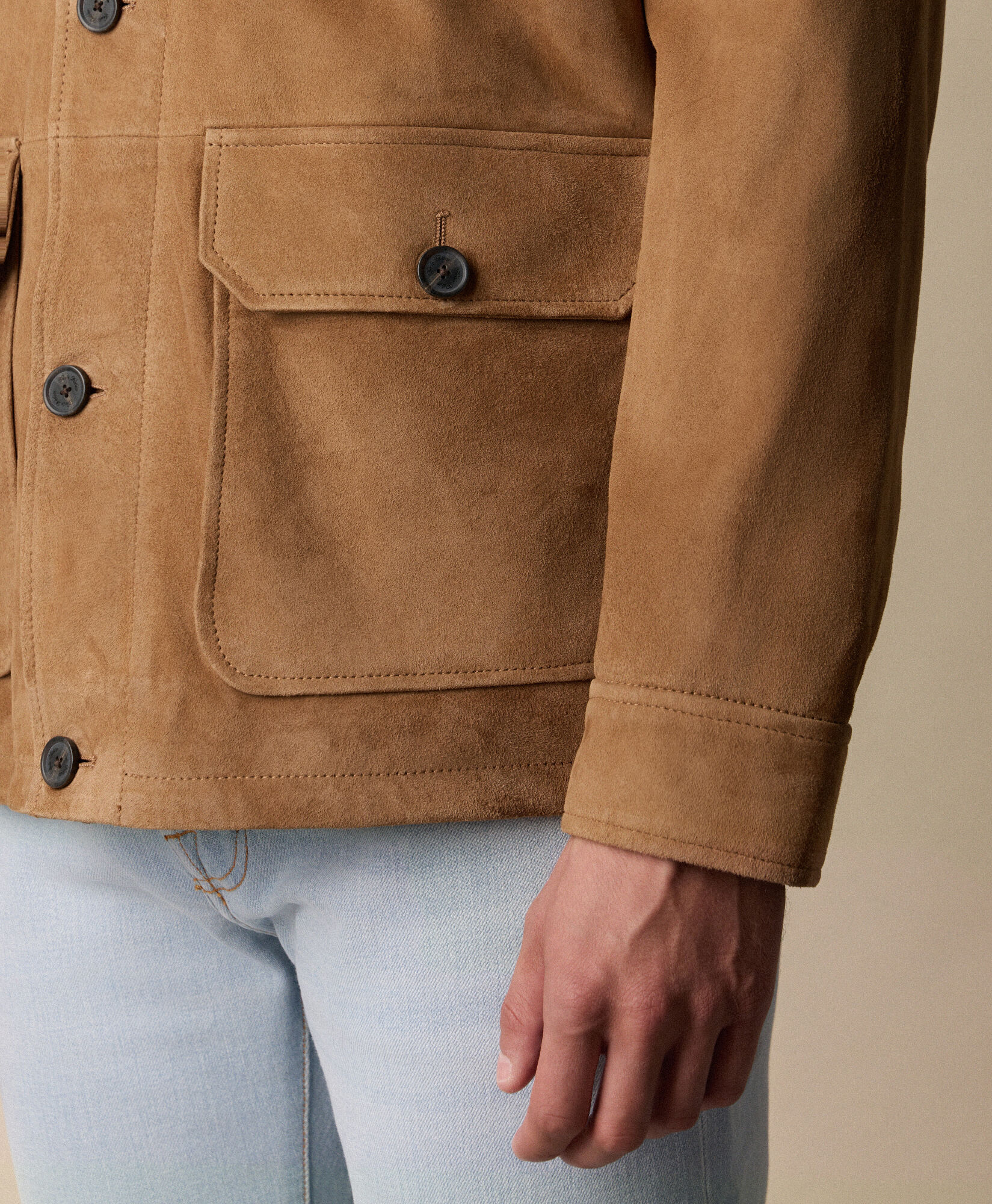 Brooks Brothers Kurtka Overshirt z Zamszu Beżowy COJKT019LTPLT004BEIGP001