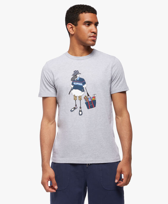 Brooks Brothers T-Shirt mit Henry-Print aus Baumwolle Mittelgrau 1000093649US100196643