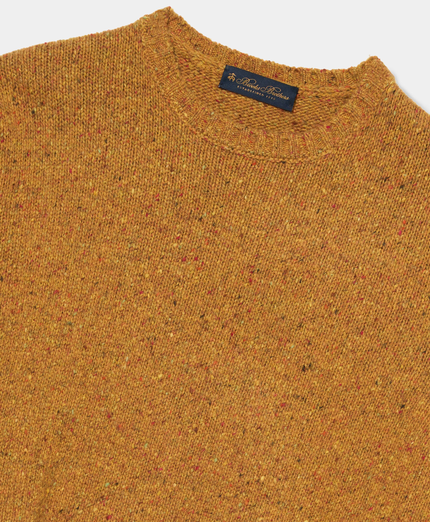 Brooks Brothers Speckled Wool Crewneck Sweater  Mustard KNCRN008WOBPA003MUSTP001