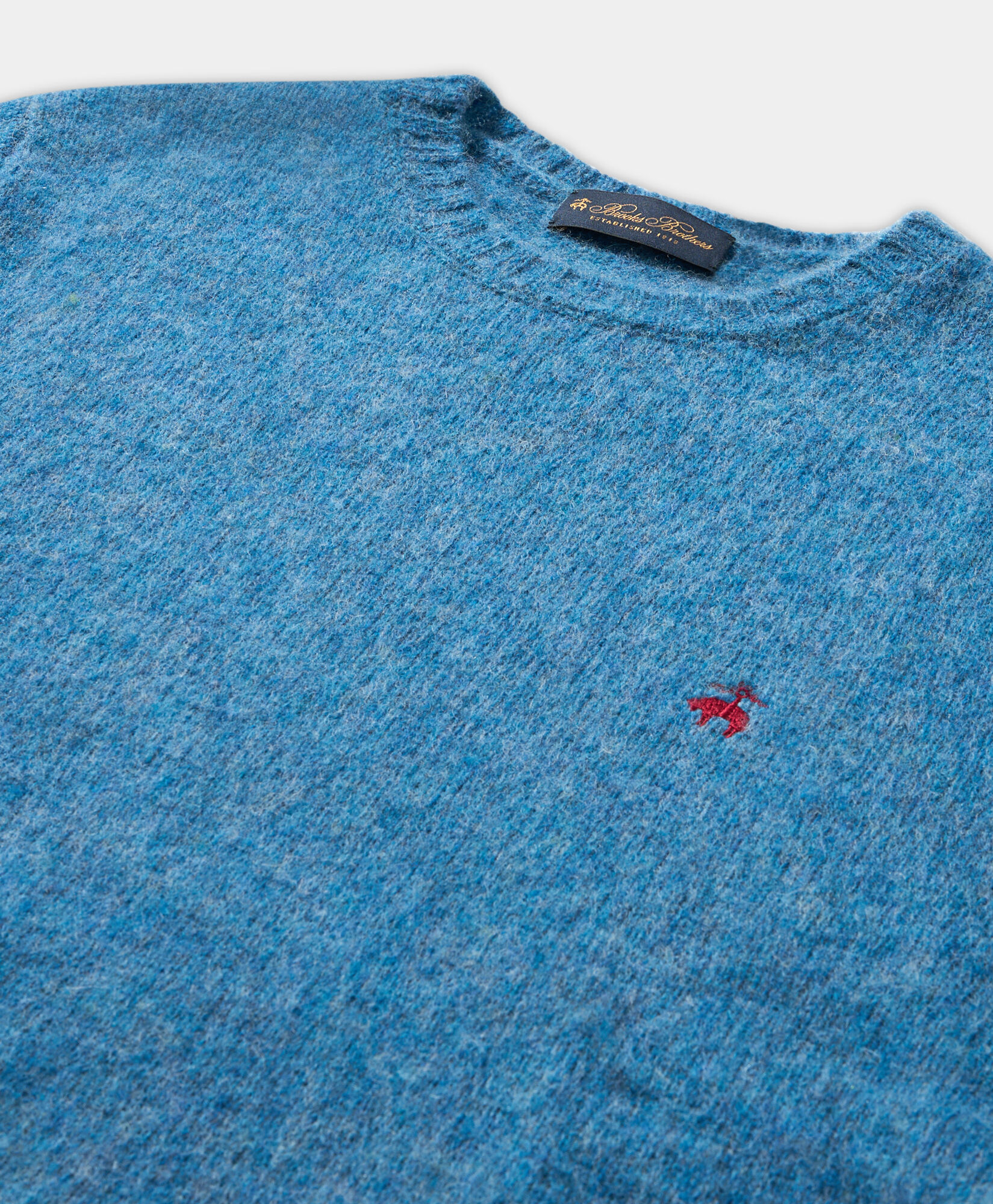 Brooks Brothers Pull Ras du Cou en Laine Shetland Ciel KNCRN064WOPWO005SKYP0001