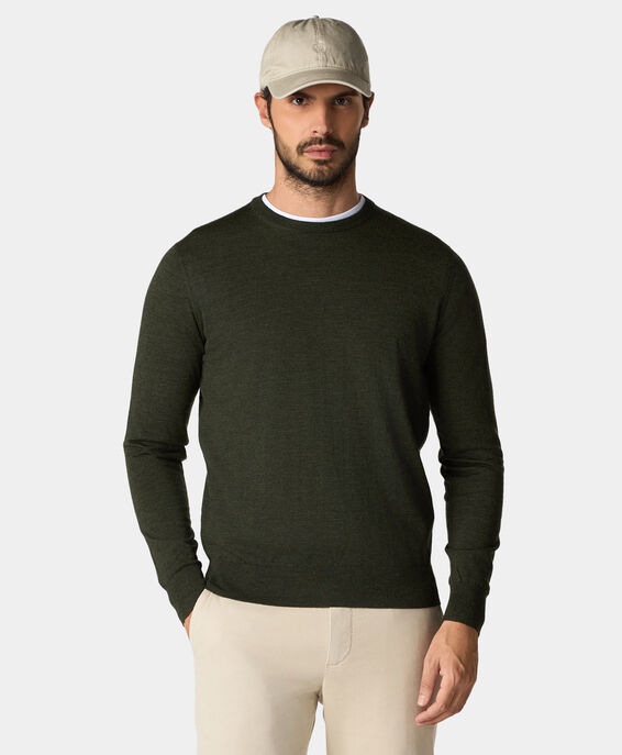 Brooks Brothers Merino Wool Crewneck Sweater Green KNCRN005WOPWO002GREEP001