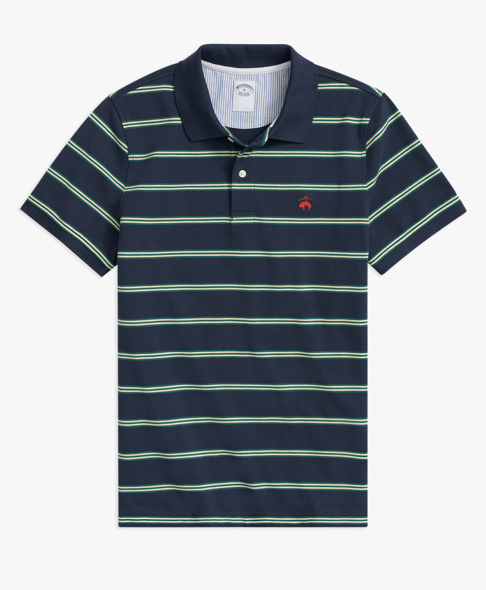 Navy and Green Striped Golden Fleece Cotton Polo in Navy for Men Brooks Brothers UK