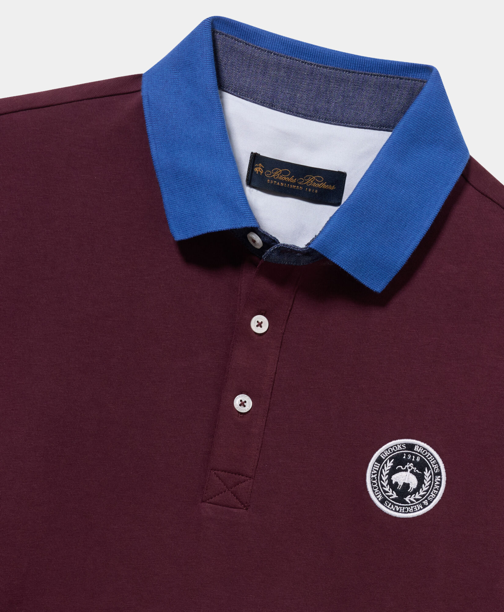 Brooks Brothers Cotton Polo with Logo Shield Burgundy POJER012COPCO001BORDP001