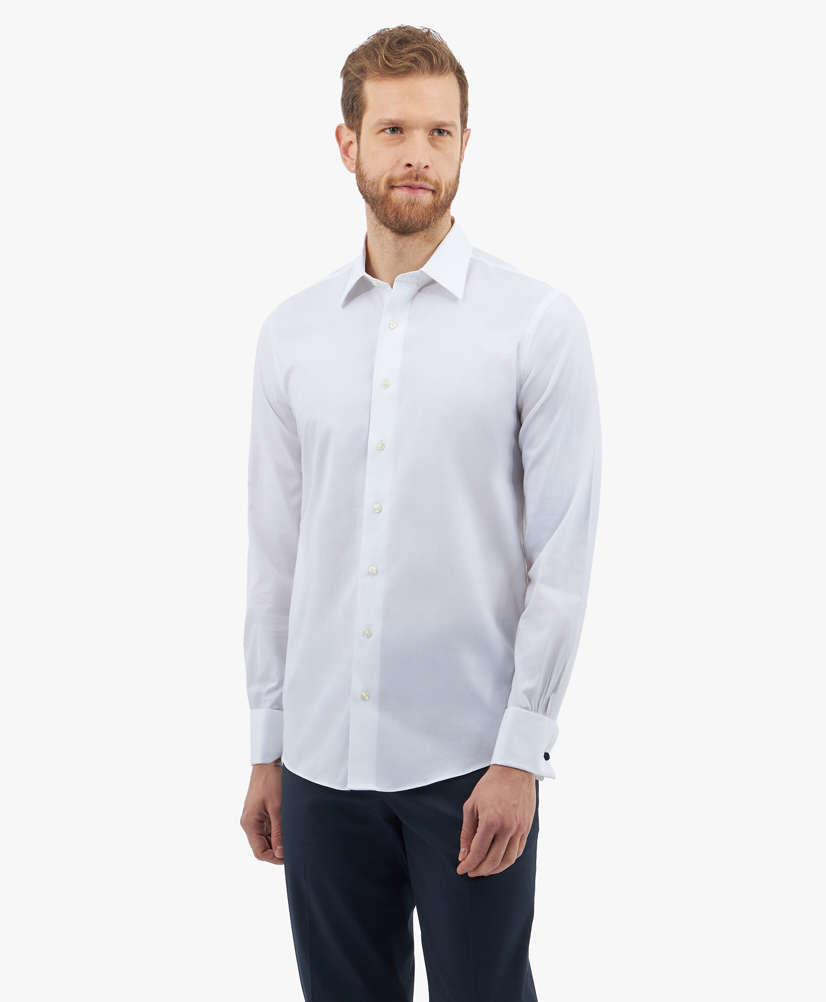 Brooks Brothers Slim Fit Non-Iron Oxford Pinpoint Shirt with Ainsley Collar White 1000096429US100201319