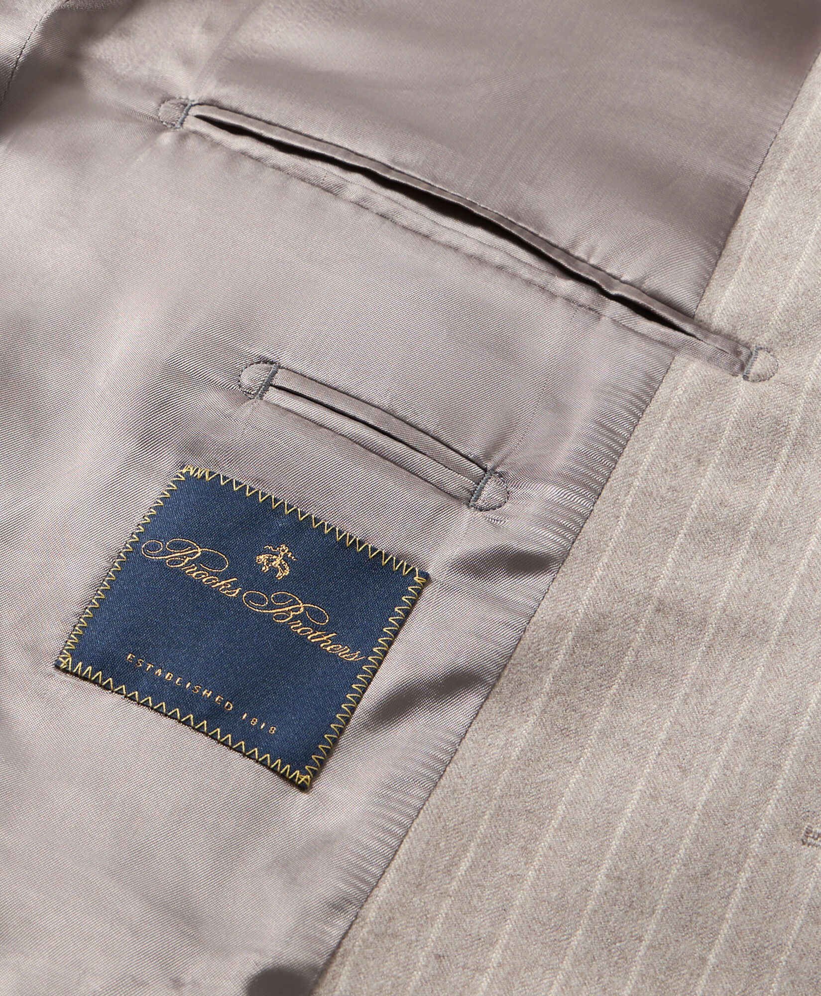 Brooks Brothers Costume en Laine Vierge à Rayures Fines Sable STREG064WVPWV003SANDF001