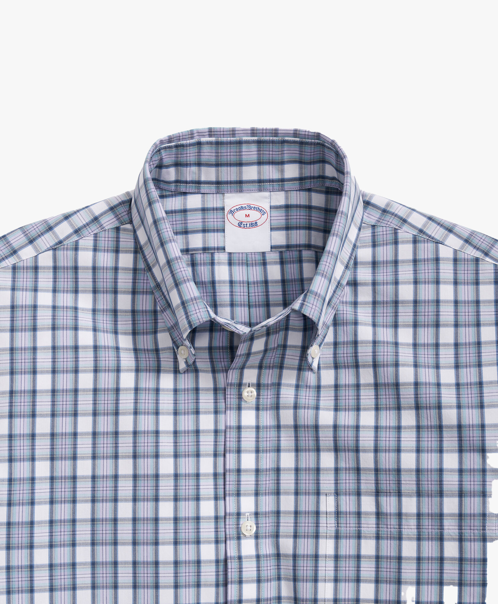 Aqua Tartan Regular Fit Cotton Poplin Friday Sport Shirt with Button Down Collar in Tartan for Men Brooks Brothers UK