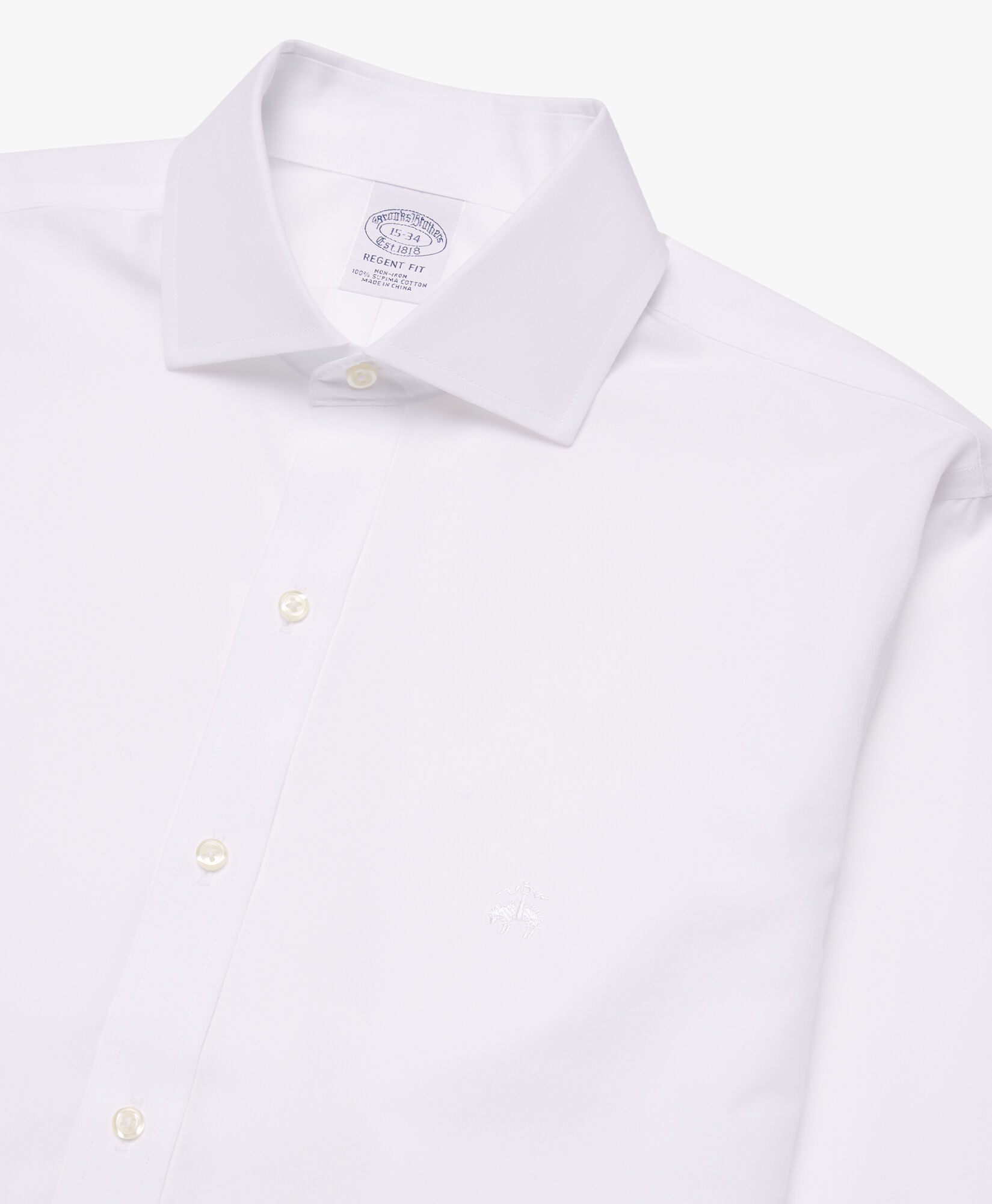 Regular Fit White Non-Iron Spread Collar Dress Shirt in